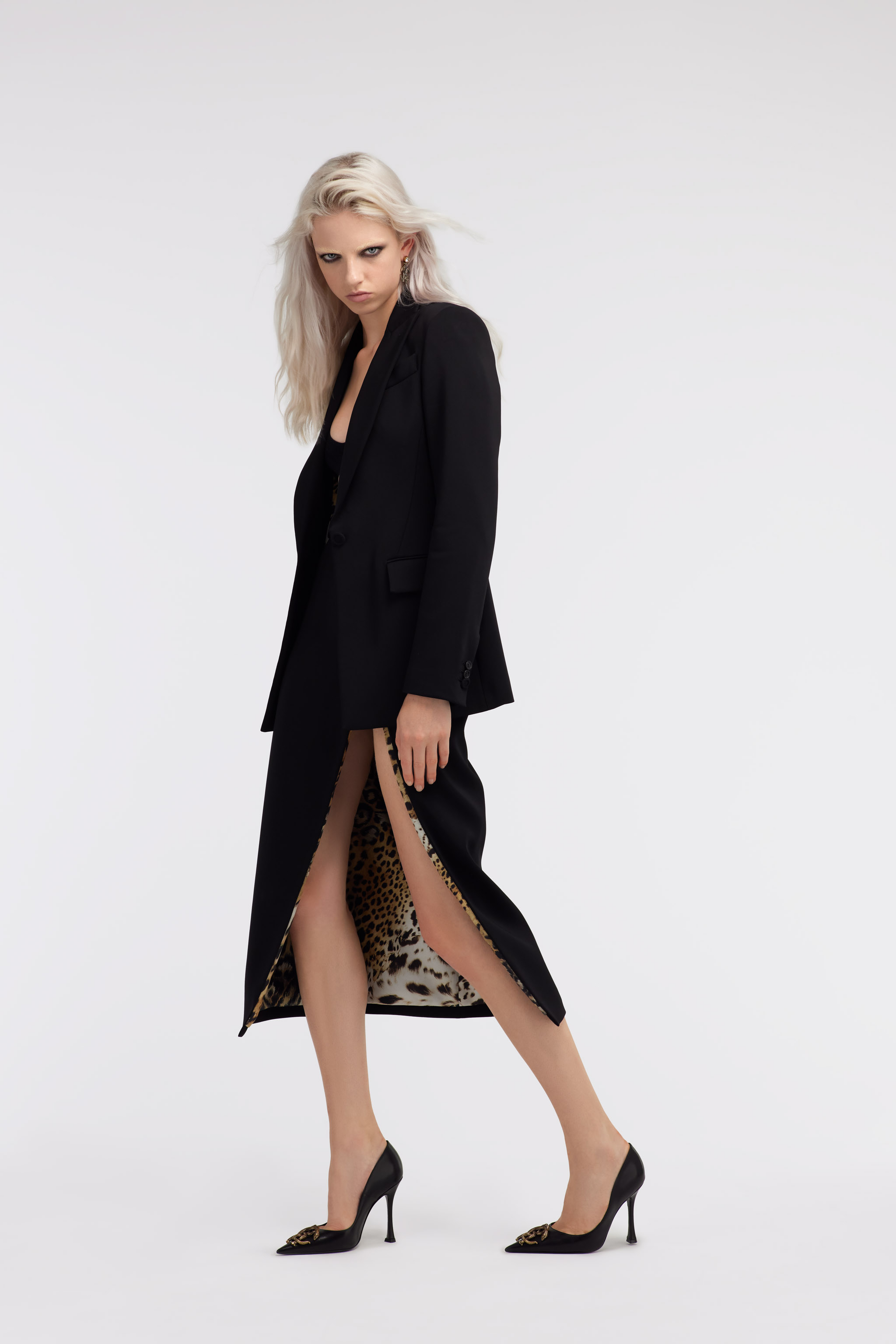 Roberto Cavalli One Button Blazer In Black