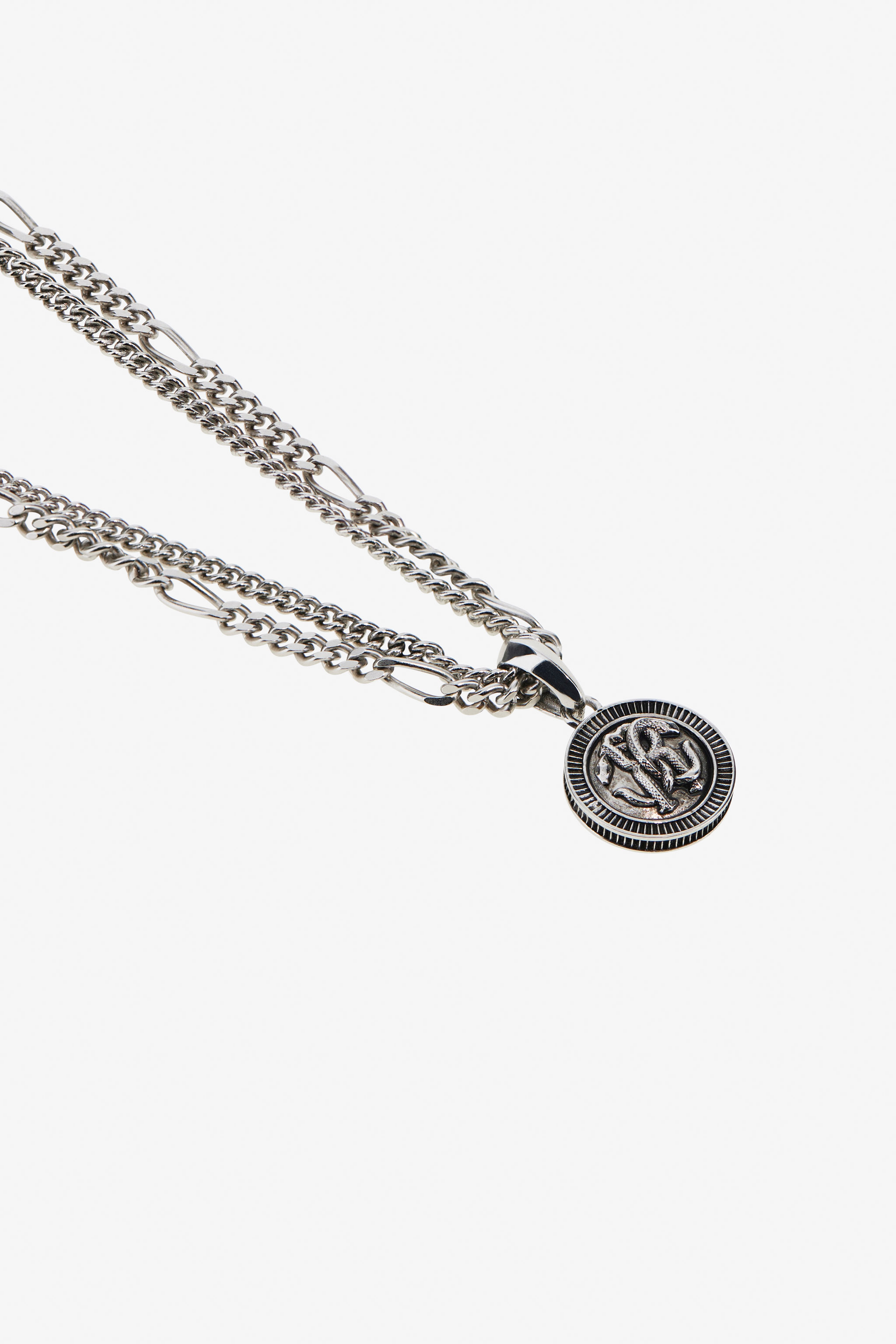  Roberto Cavalli Silver-tone Layered Necklace With Monogram Rc - Male Bags & Accessories Silver Unica 