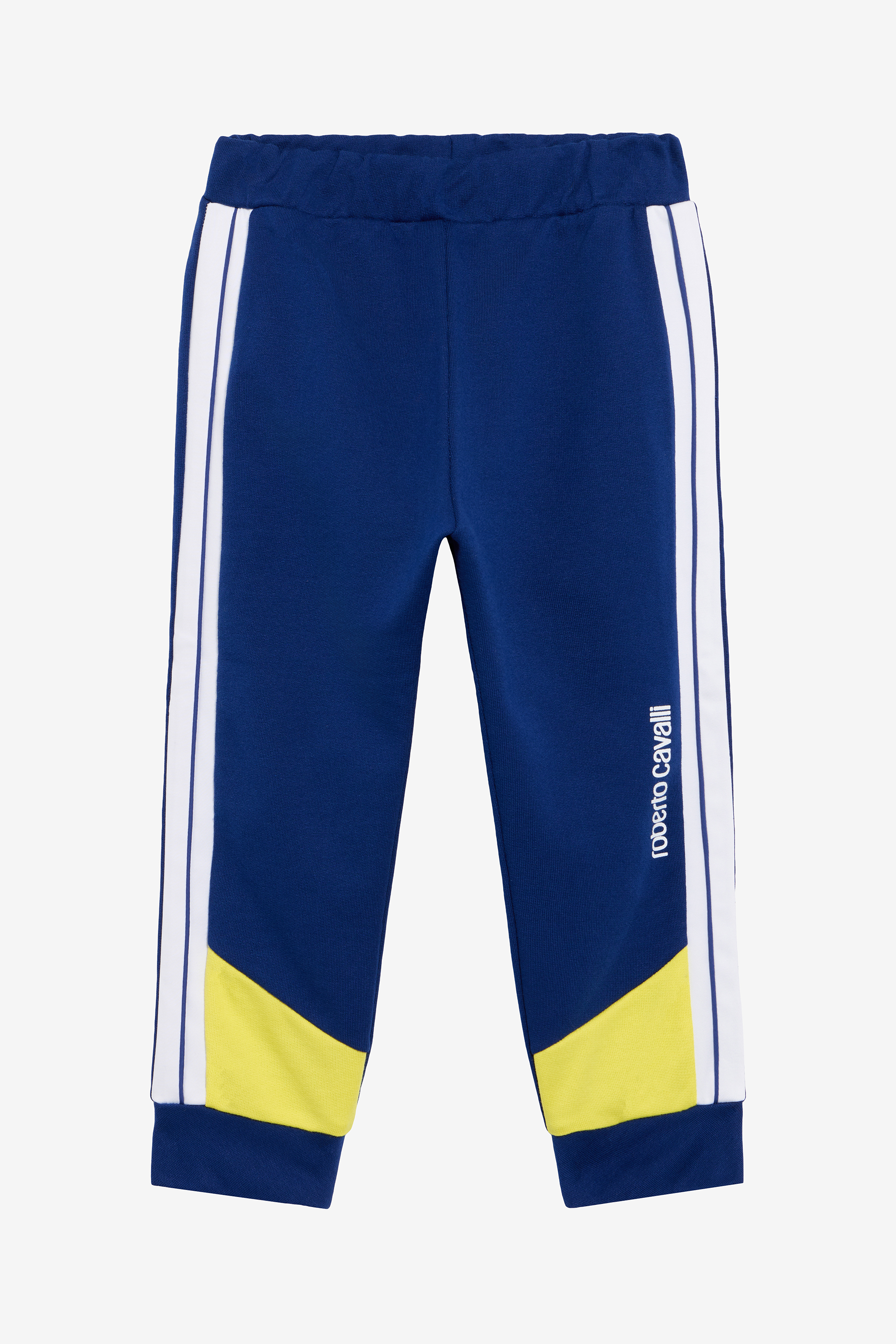 Roberto Cavalli Boys Blue/Yellow Color-Block Jogging Trousers - Ready To Wear