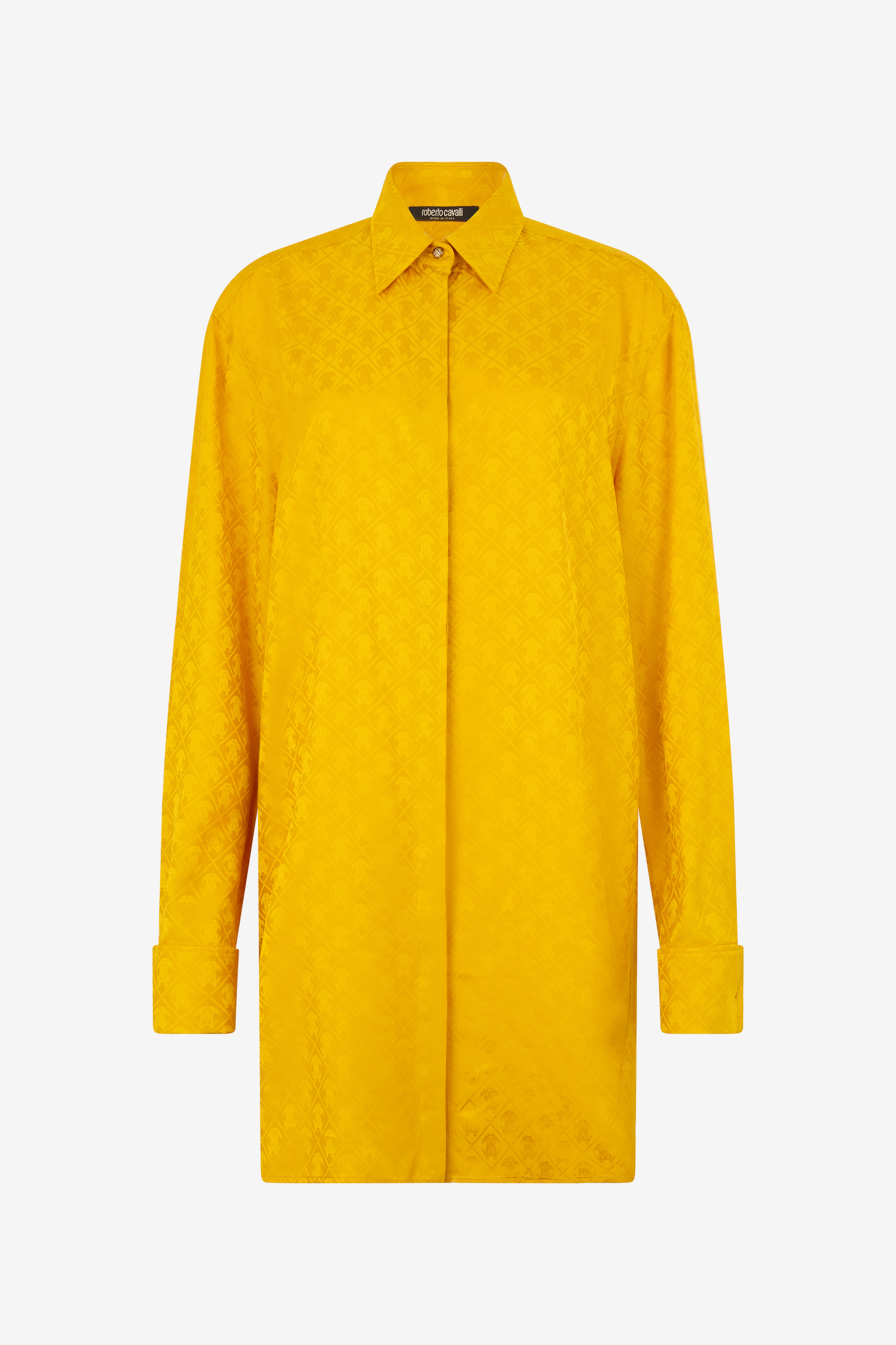 Roberto Cavalli Women's Yellow Shirt With Mirror Snake Monogram