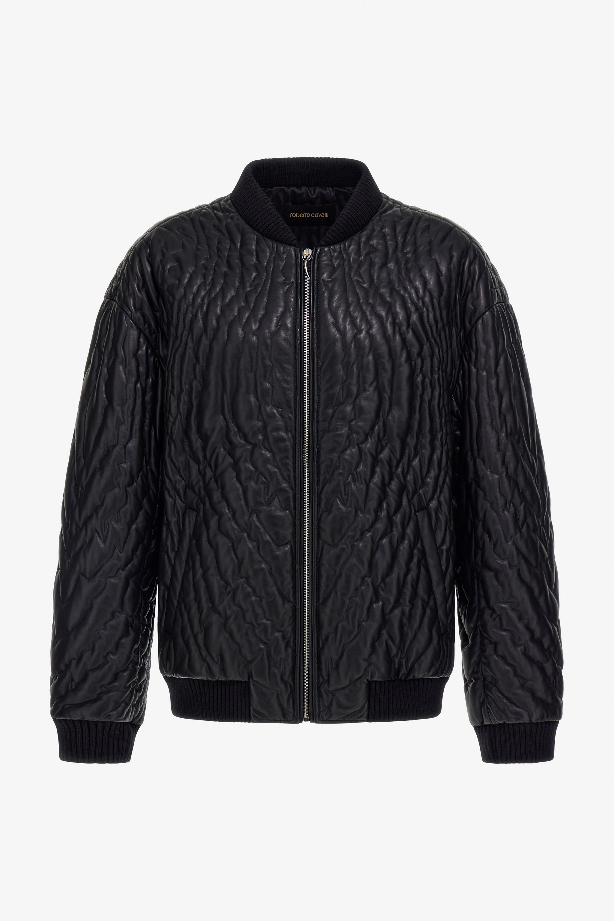 Roberto Cavalli Men's Black Quilted Bomber Jacket - Ready To Wear