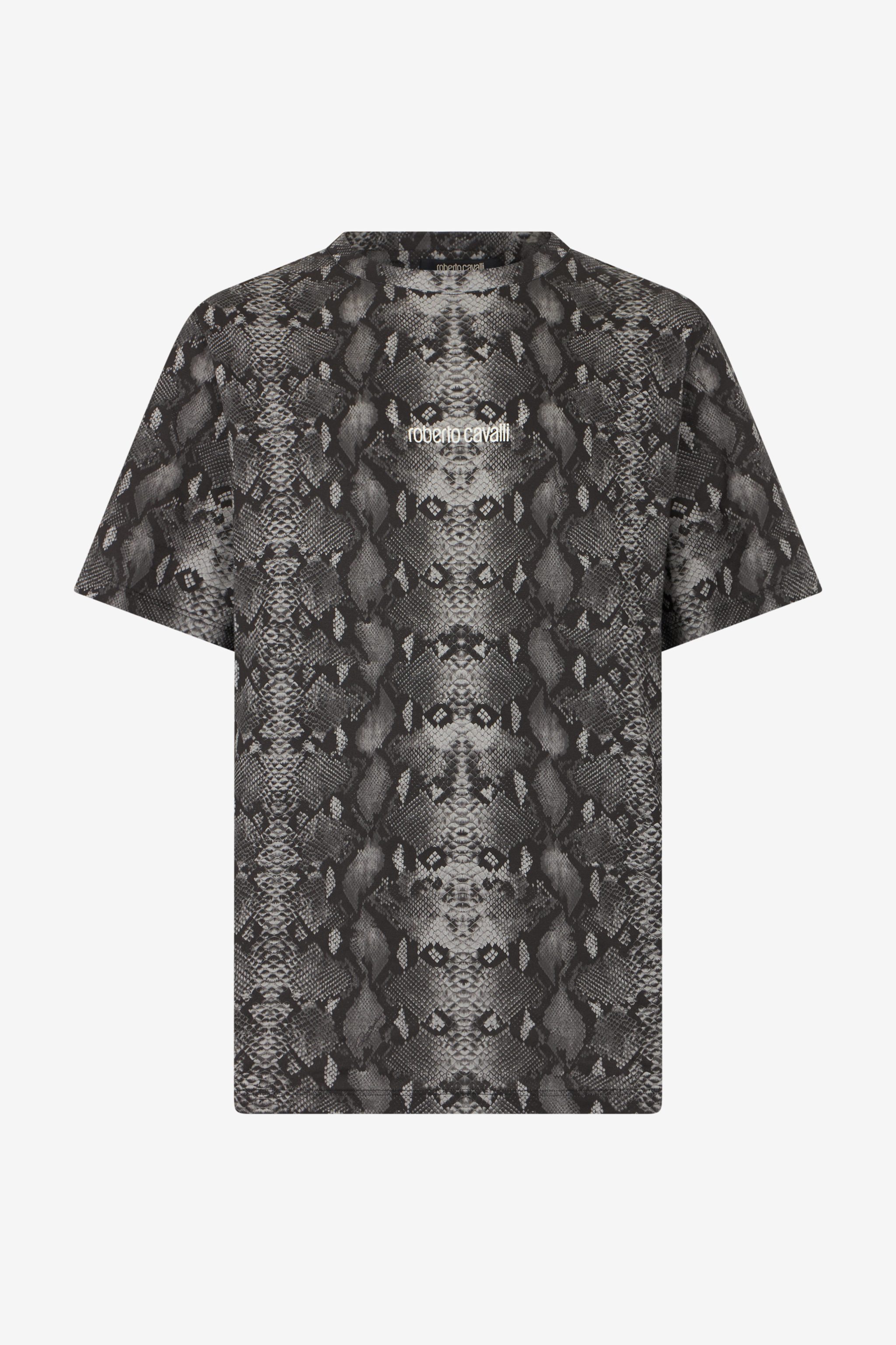 Roberto Cavalli Men's Dark/Grey Python Print T-Shirt - T-Shirts Python