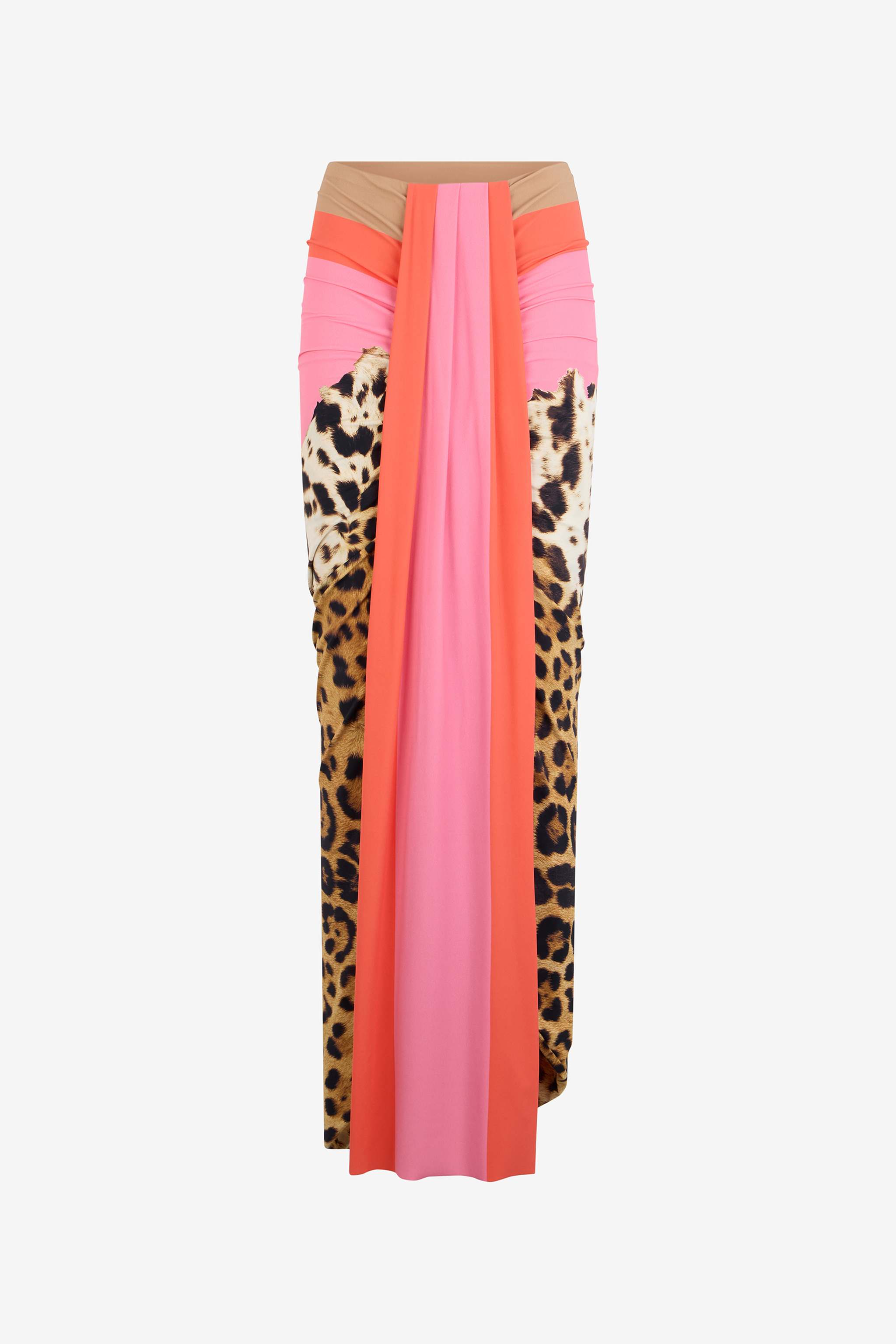 Roberto Cavalli Leopard-print Asymmetric Maxi Skirt In Multi