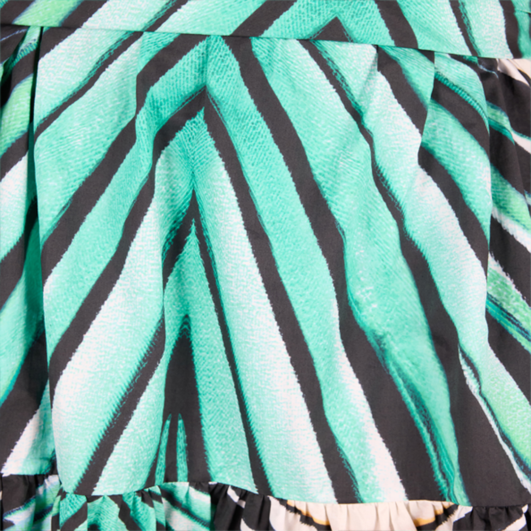 Roberto Cavalli Ray Of Sea Print Ruffled Dress