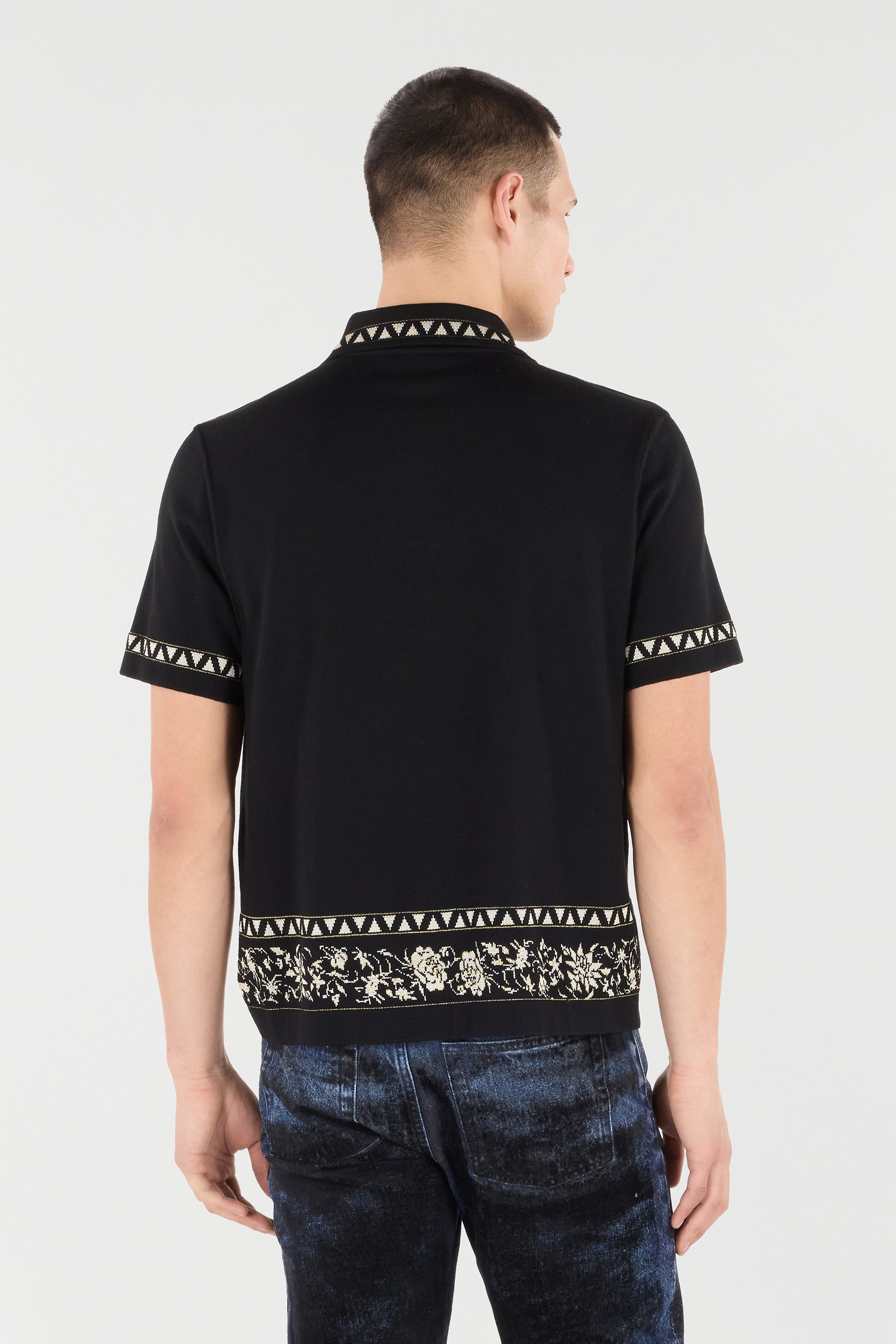 Knitted Polo Shirt With Jacquard Pattern