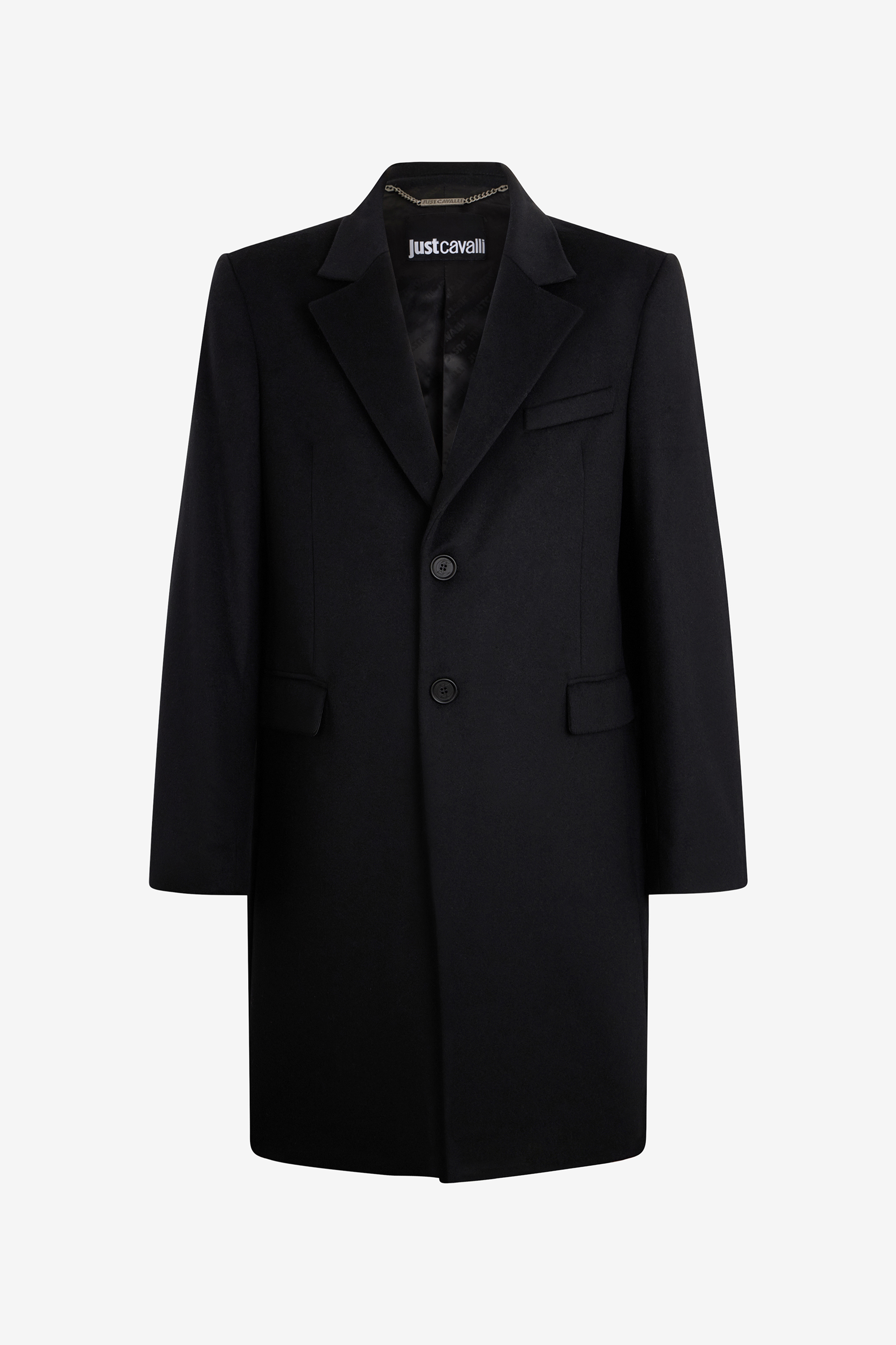 Roberto Cavalli Men's Black Wool Blend Coat - Coats