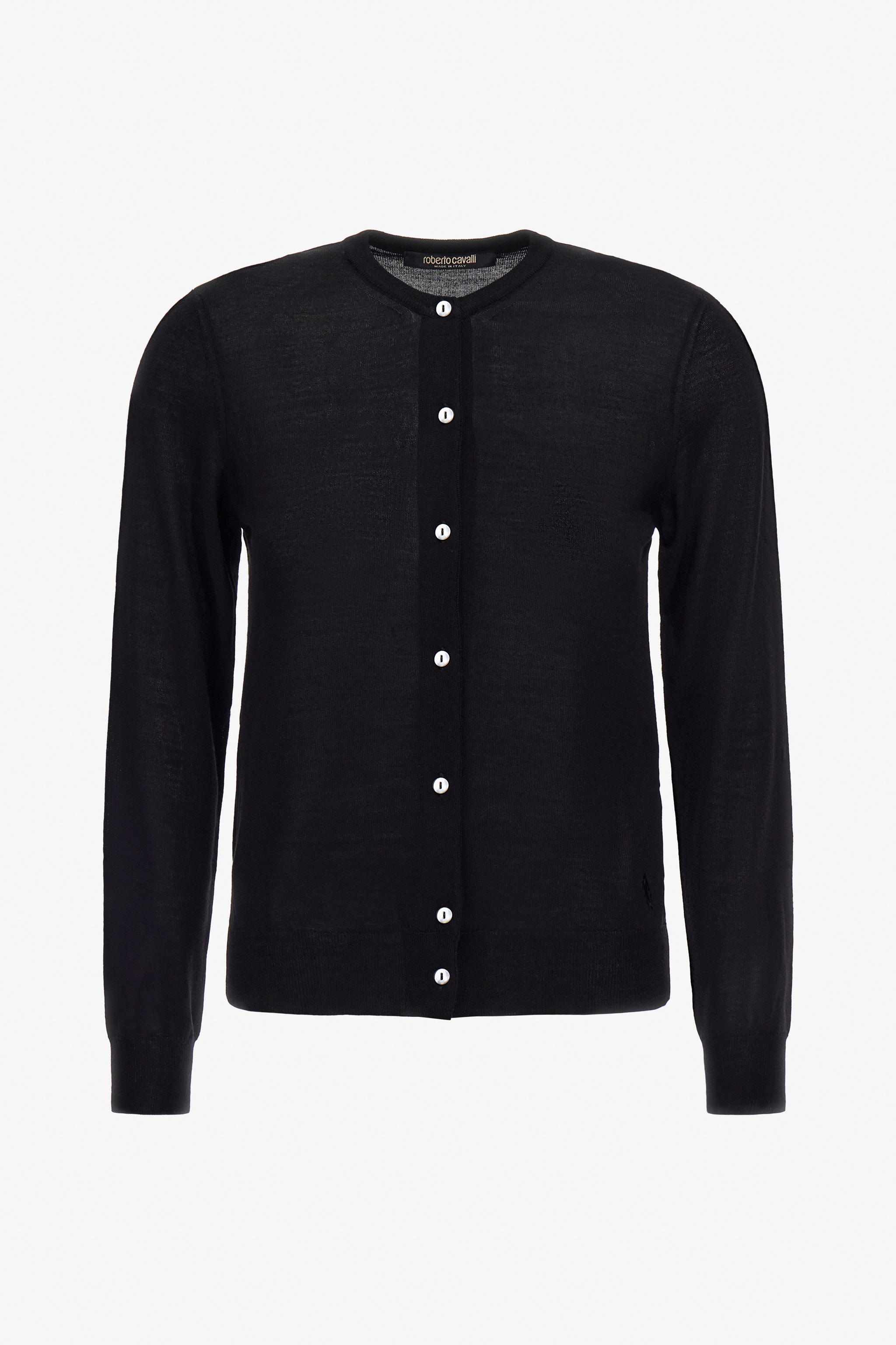 Roberto Cavalli Button-front Wool Cardigan In Black