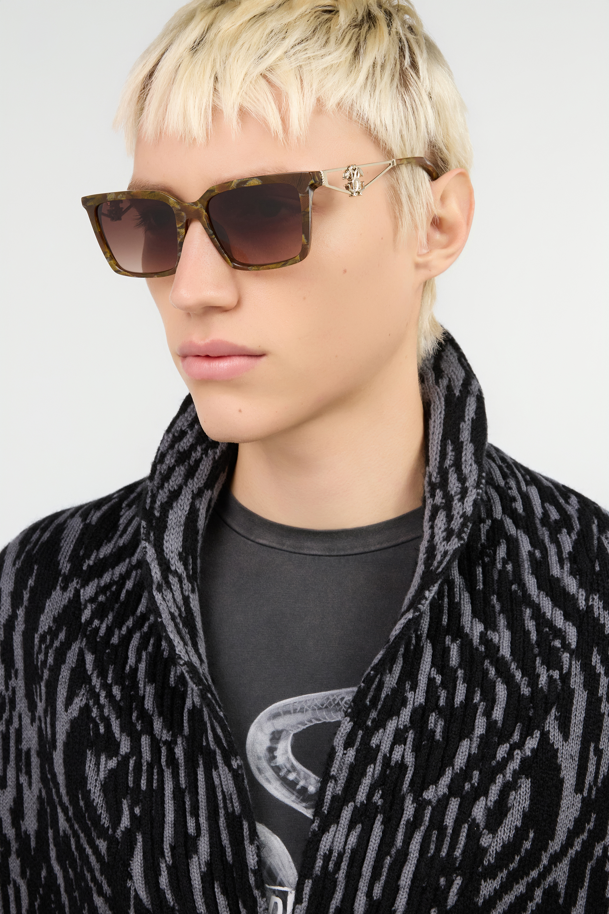  Roberto Cavalli Sunglasses With Acetate Front Combined With Metal Temples - Female Eyewear Brown Stone Effect Unica 