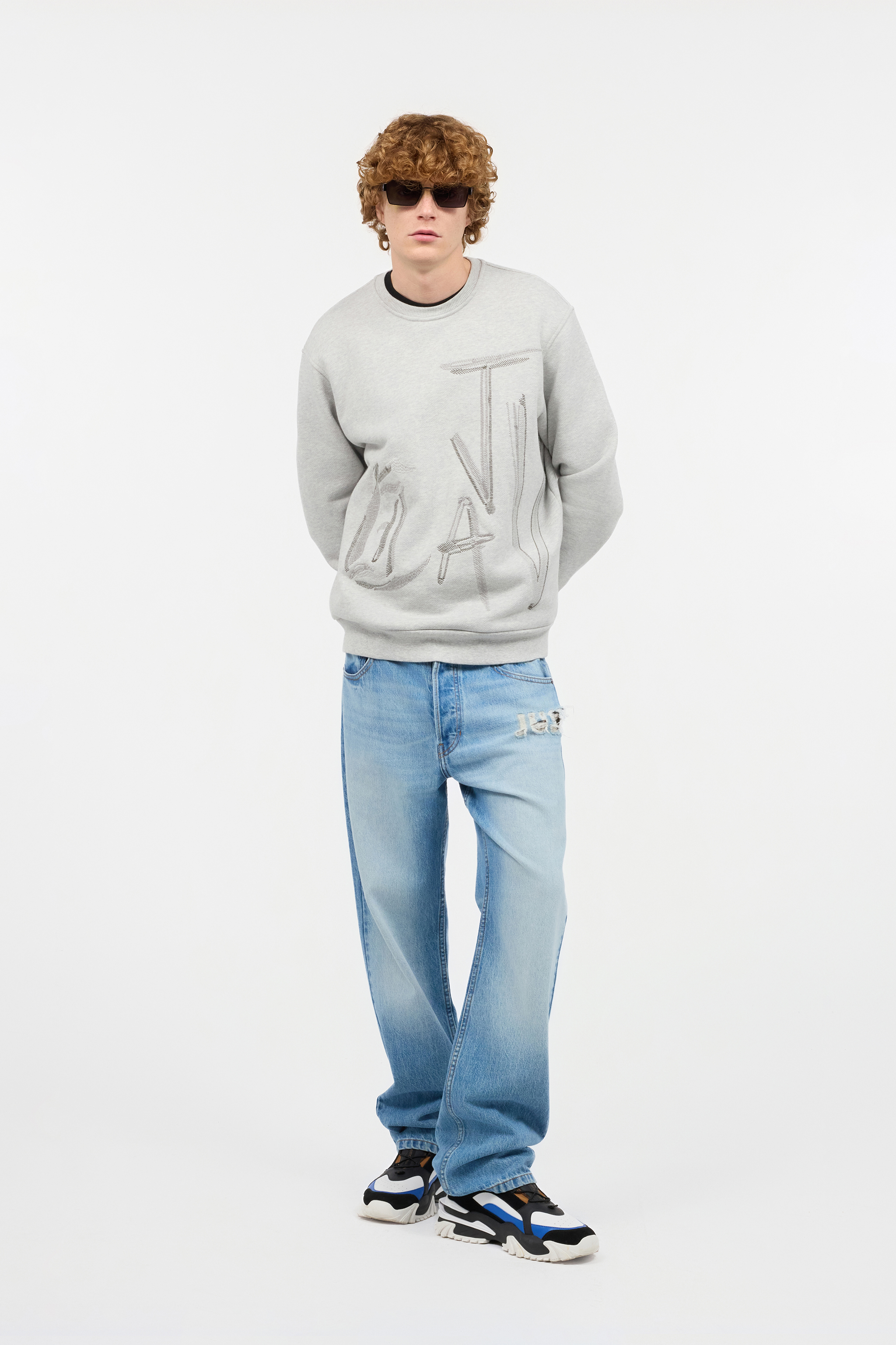 Roberto Cavalli Sweatshirt With Lettering In Gray