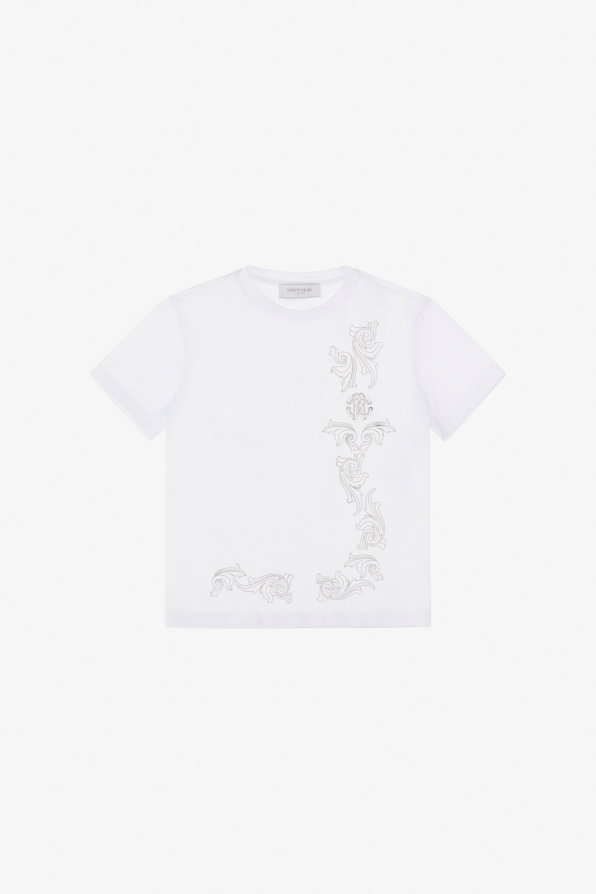 Roberto Cavalli Boys White Baroque Embellished Tee - Ready To Wear