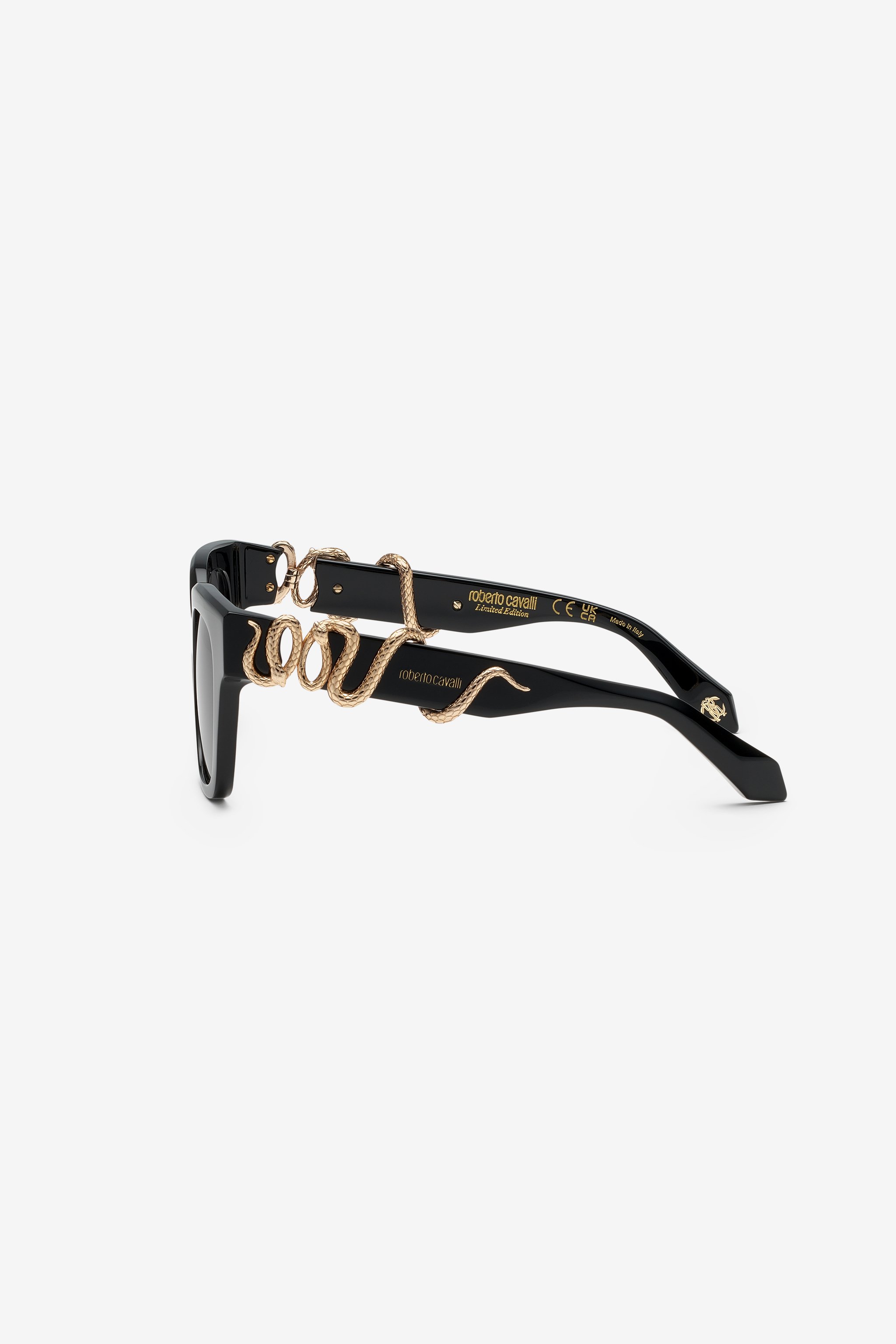 Roberto Cavalli Exclusive Model With Casting Tecnique Manufactured Temples In Shiny Black