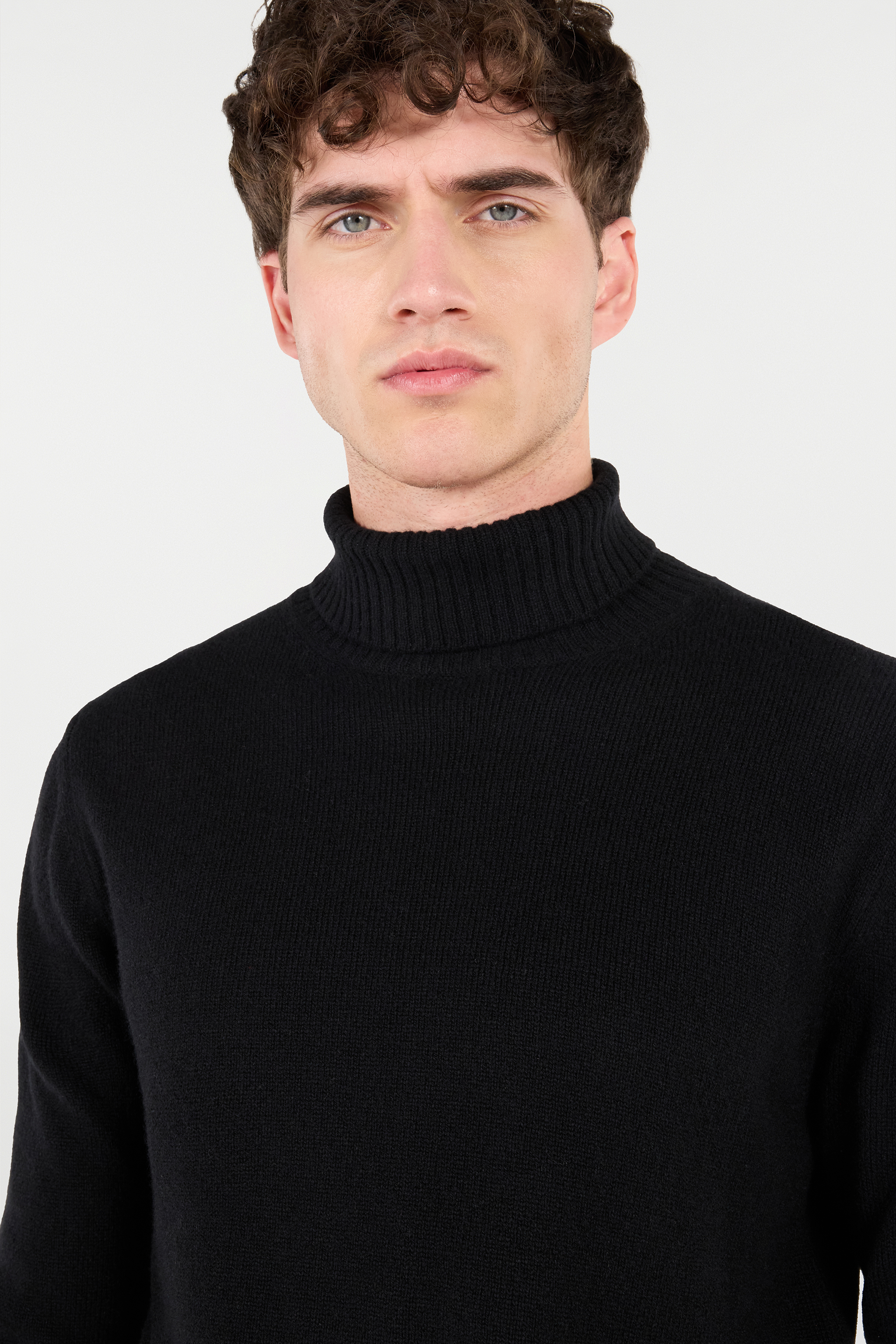 Roberto Cavalli High Collar Wool Sweater In Black