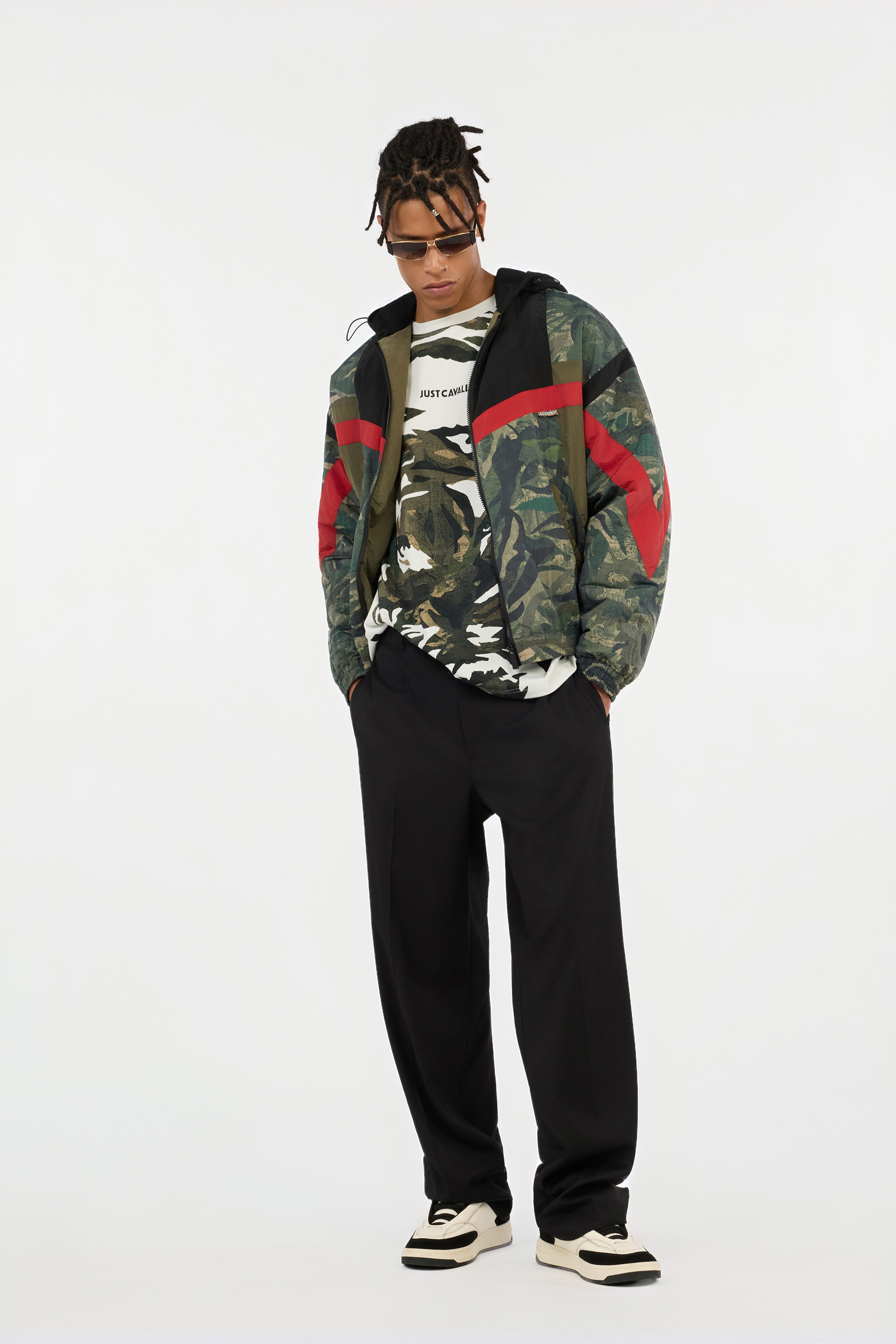 Roberto Cavalli Tiger Camu Print Jacket In Green
