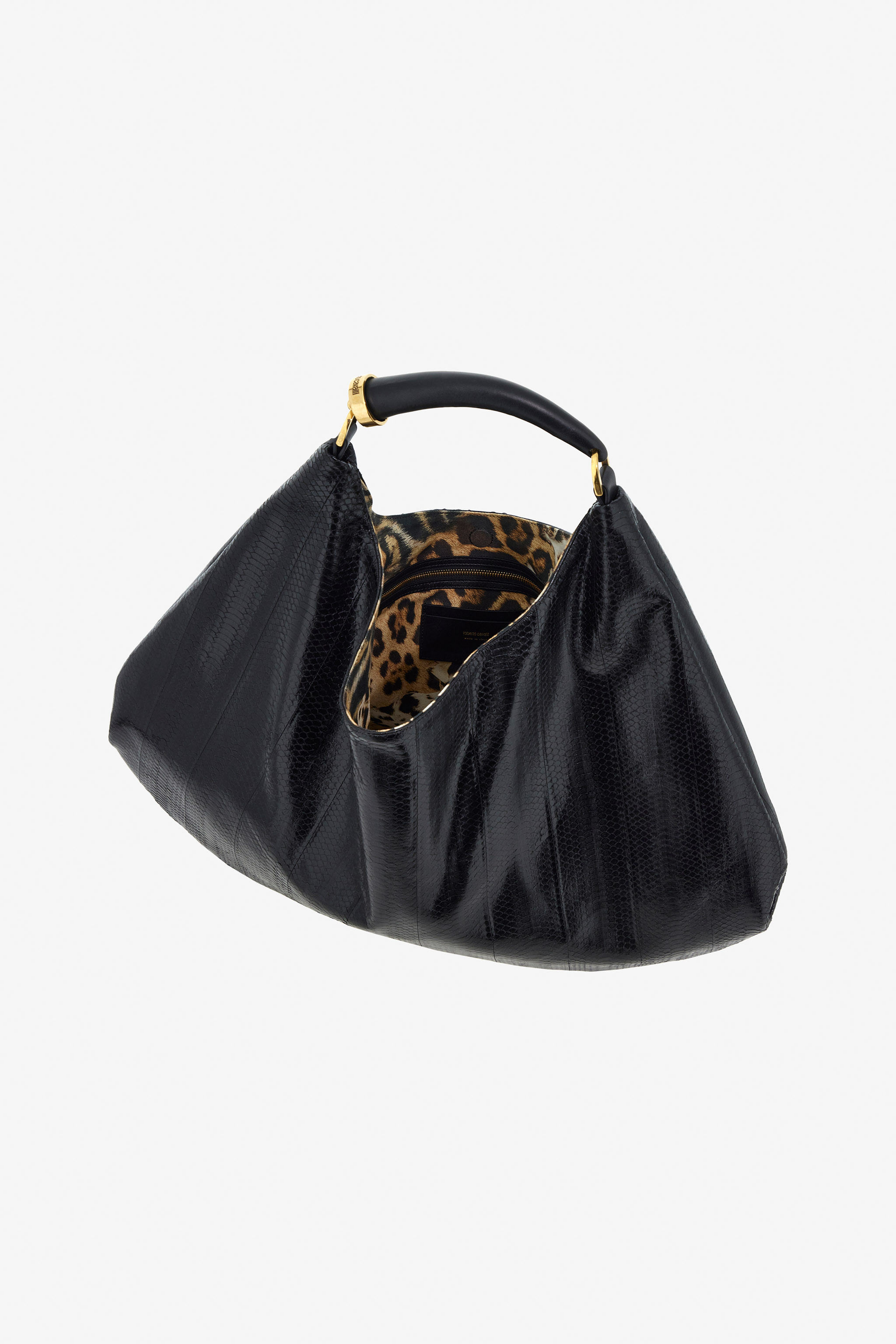 Roberto Cavalli Hobo Bag With Fang Handle In Black