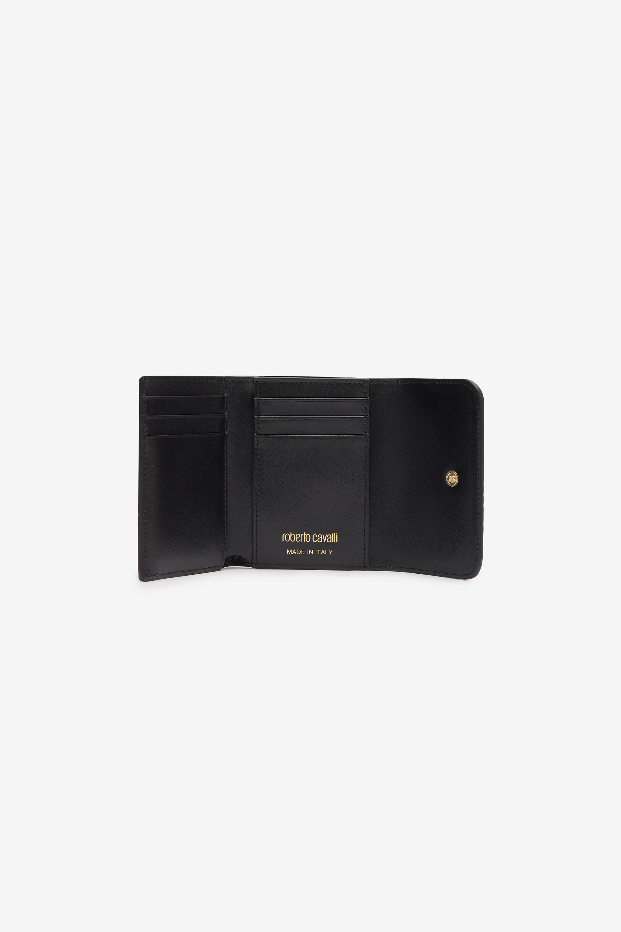 Shop Roberto Cavalli Laminated Cardholder With Snake Print In Silver