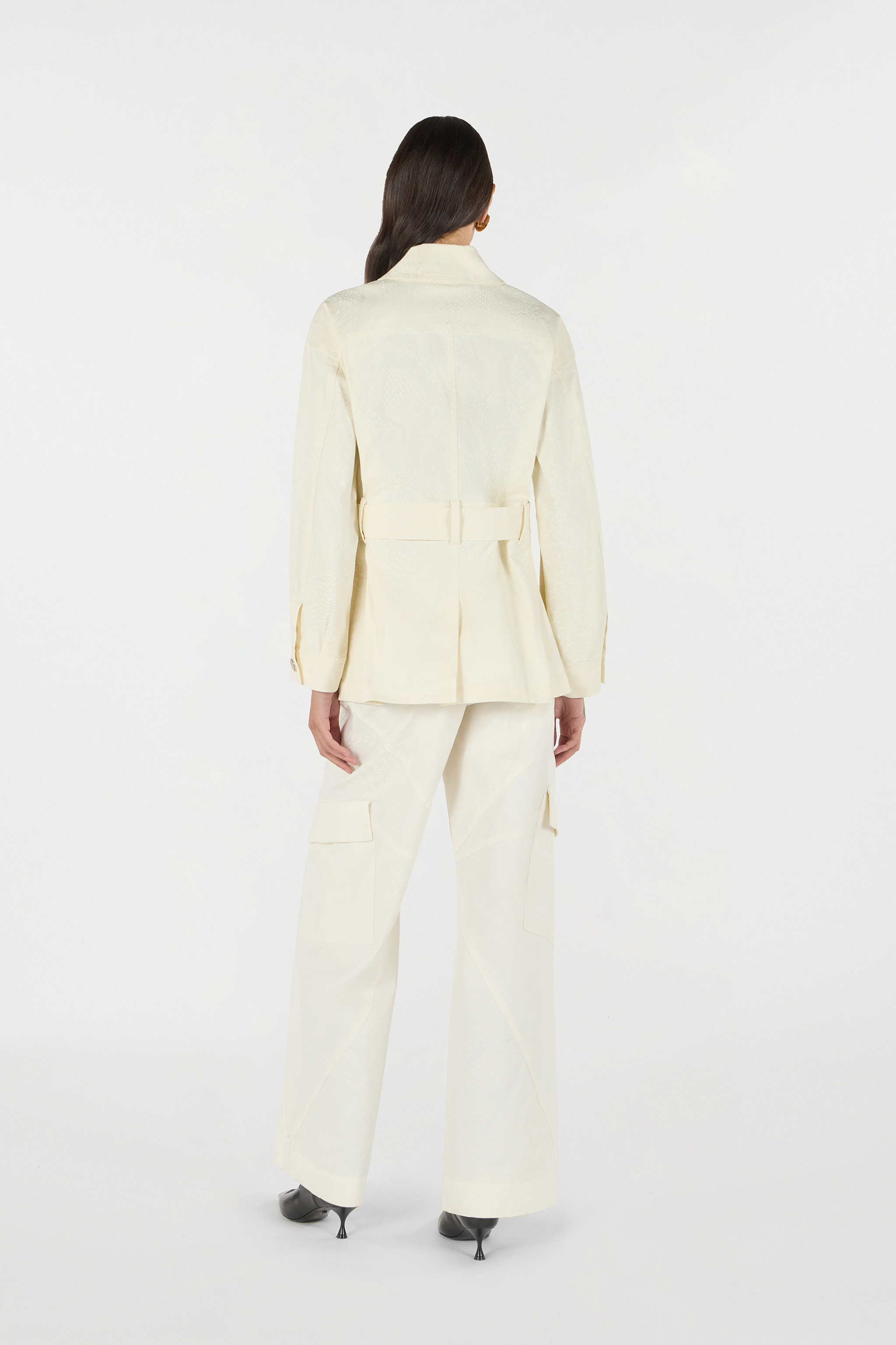  Roberto Cavalli Jacket With Belt And Python Pattern - Female Ready To Wear Ivory 38 