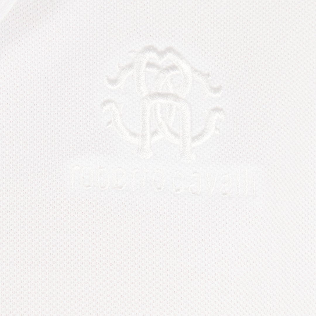 Roberto Cavalli Polo Shirt With Monogram Rc Embroidery And Logo In White