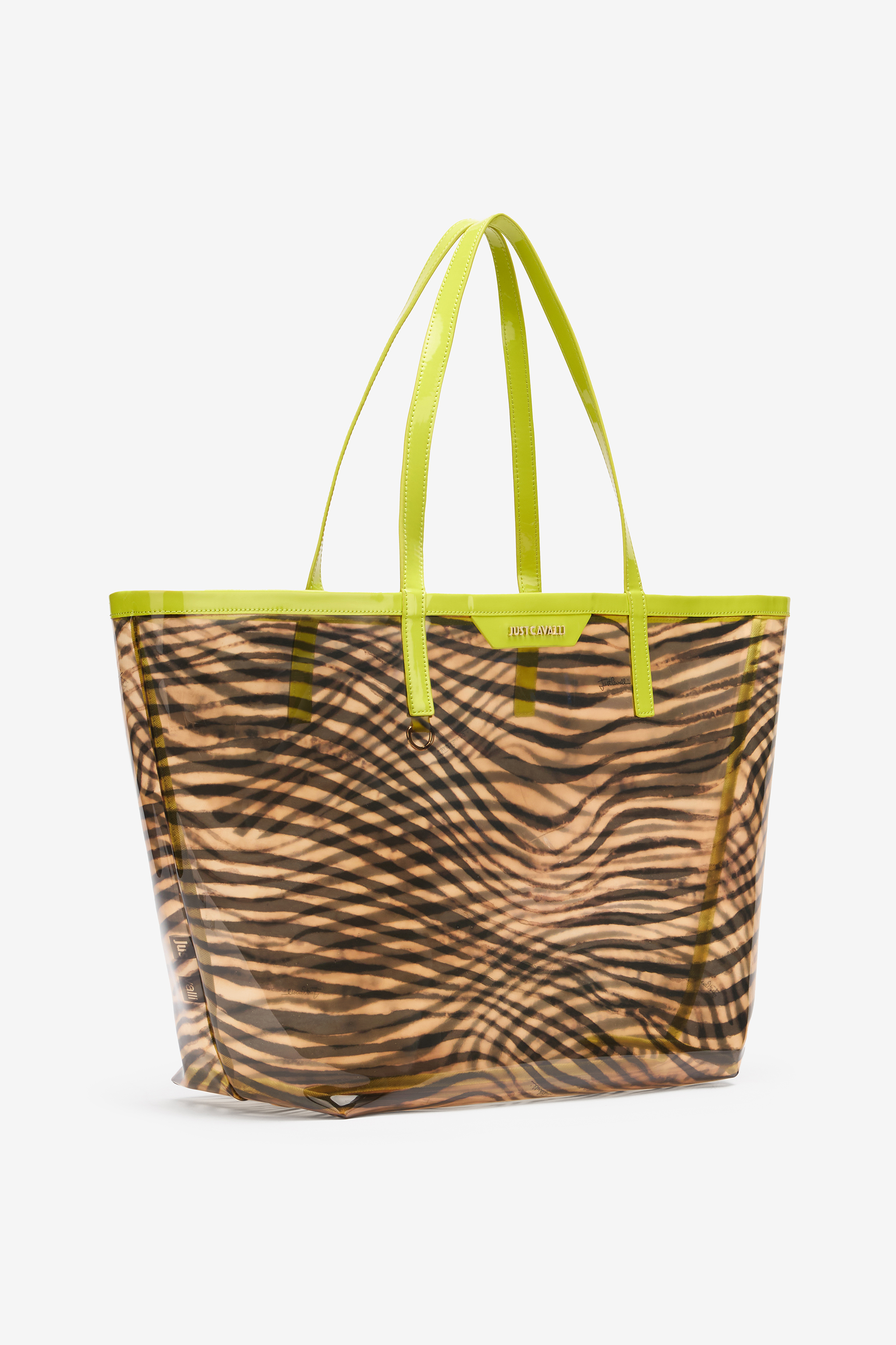 Roberto Cavalli Animal Print Shopper Bag With Pouch In Light Brown