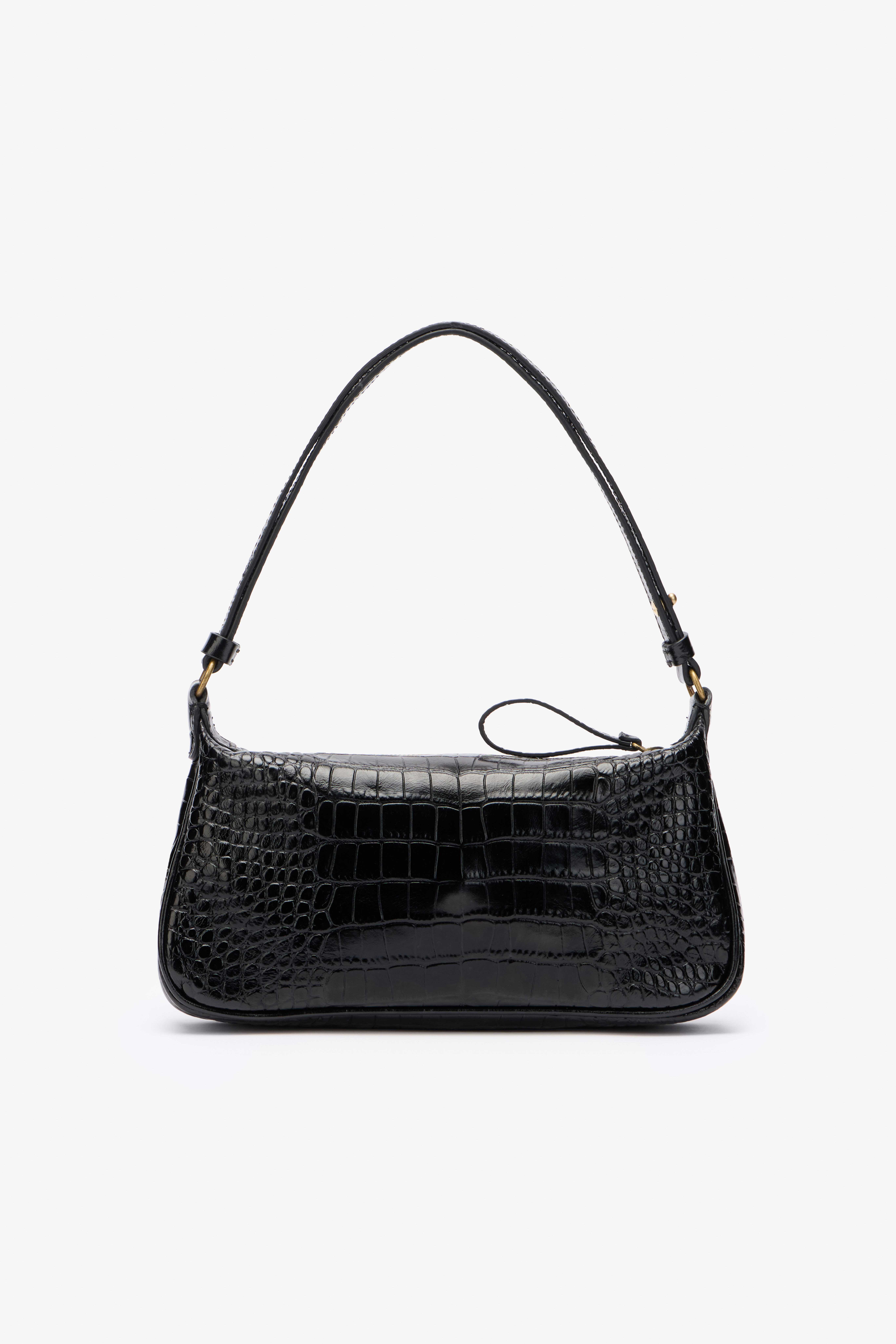 Roberto Cavalli Black Croc-effect Shoulder Bag With Mirror Snake Monogram In Black
