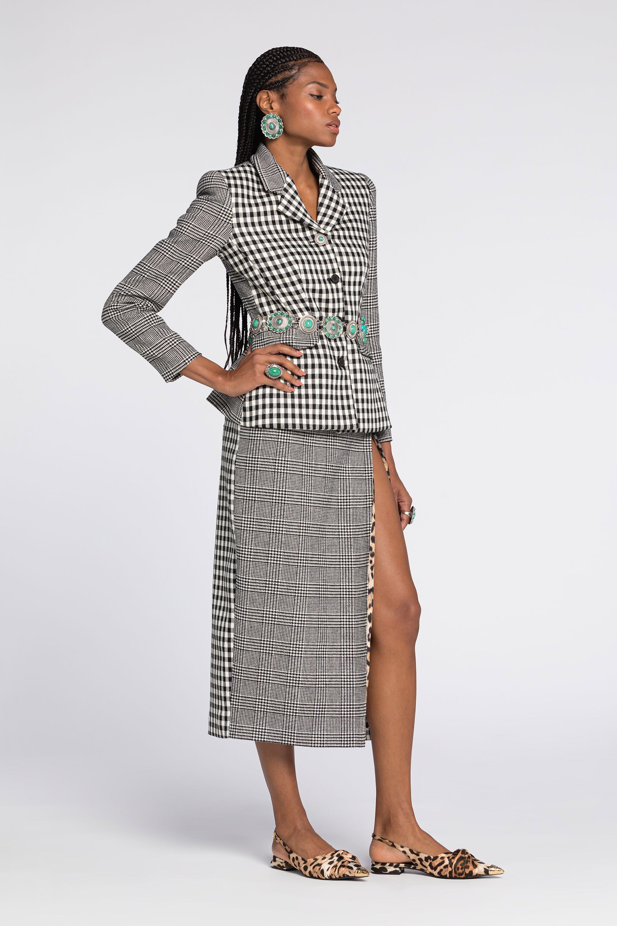 Shop Roberto Cavalli Blazer Mit Check In Black/white