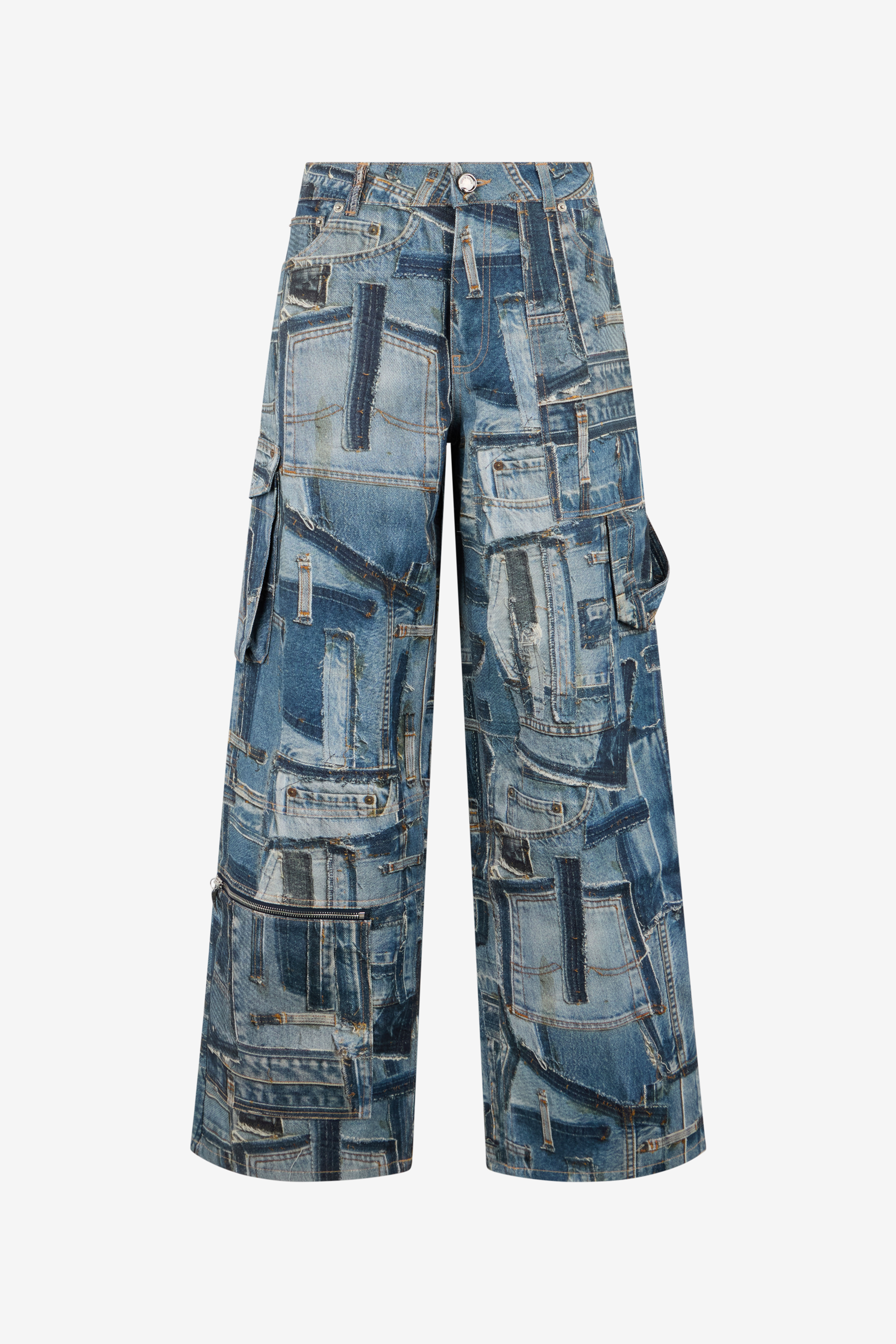 Roberto Cavalli Women's Blue Patchwork Capsule Collection Cargo Jeans - Ready To Wear