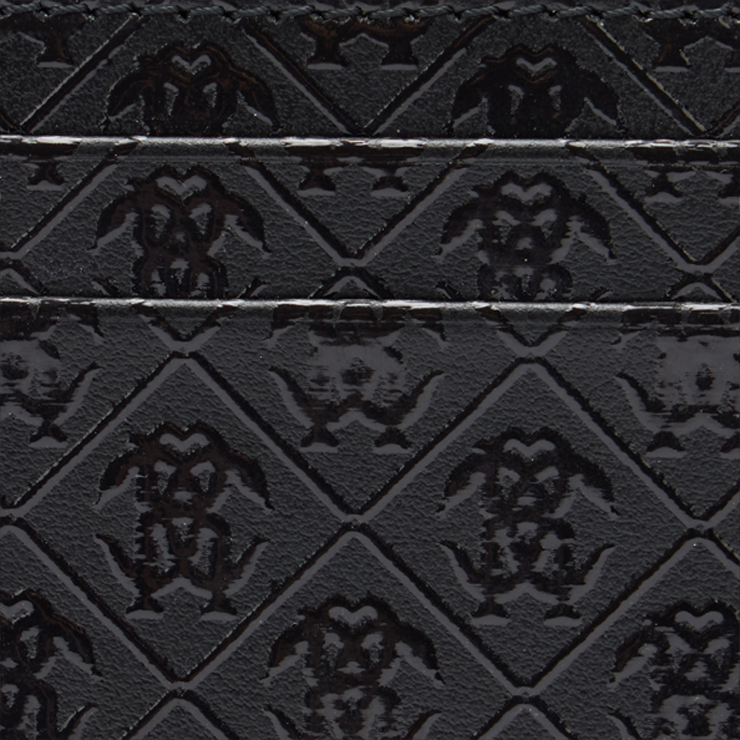 Roberto Cavalli Card Holder With All-over Mirror Snake Monogram In Black
