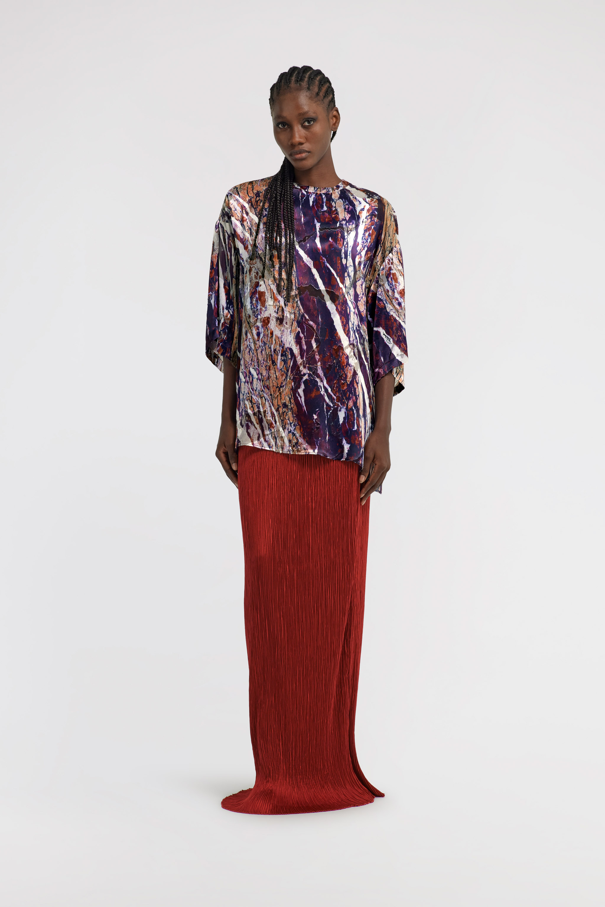 Roberto Cavalli Marble Print Long T-shirt Dress In Purple