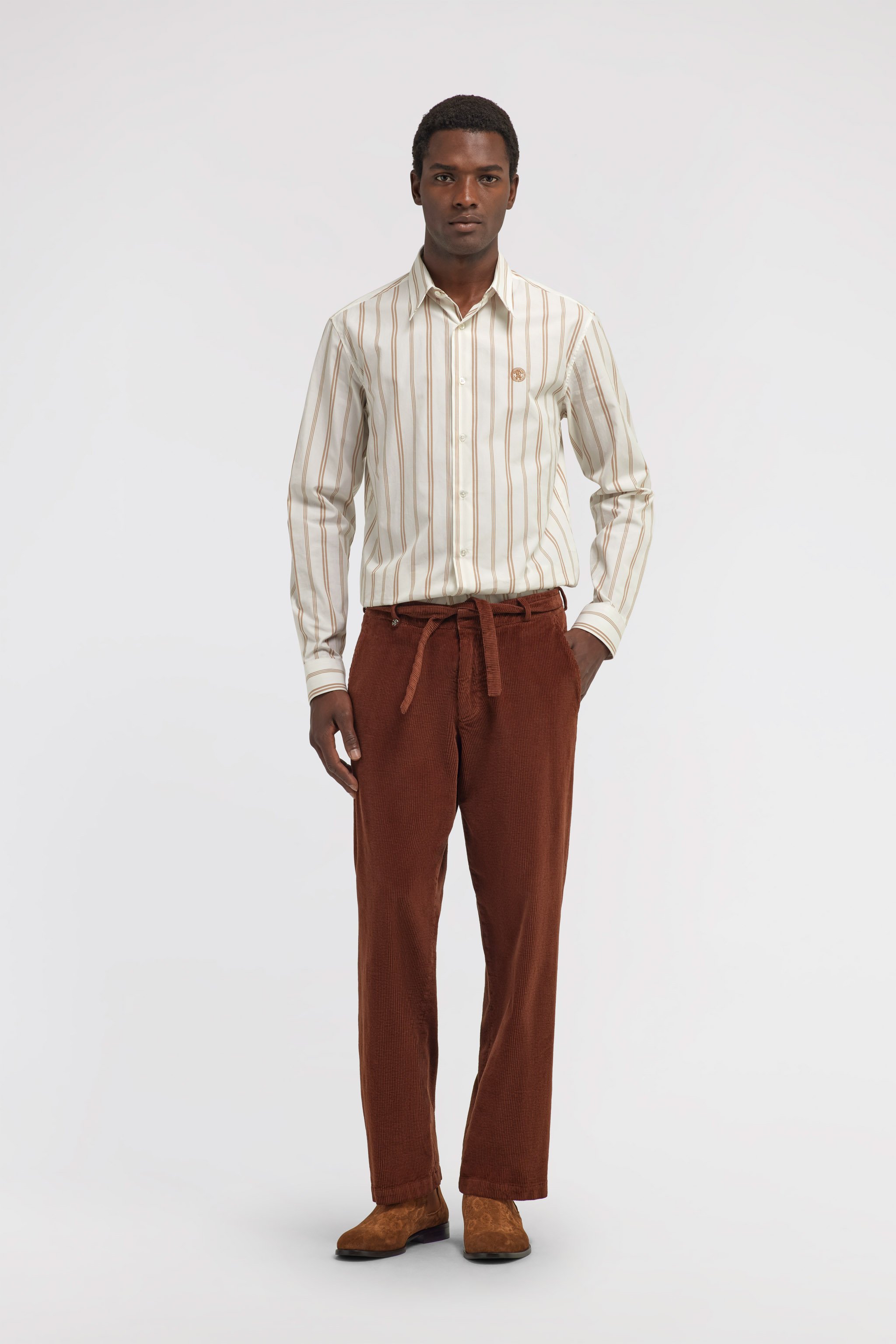 Roberto Cavalli Striped-pattern Buttoned Shirt In Ivory
