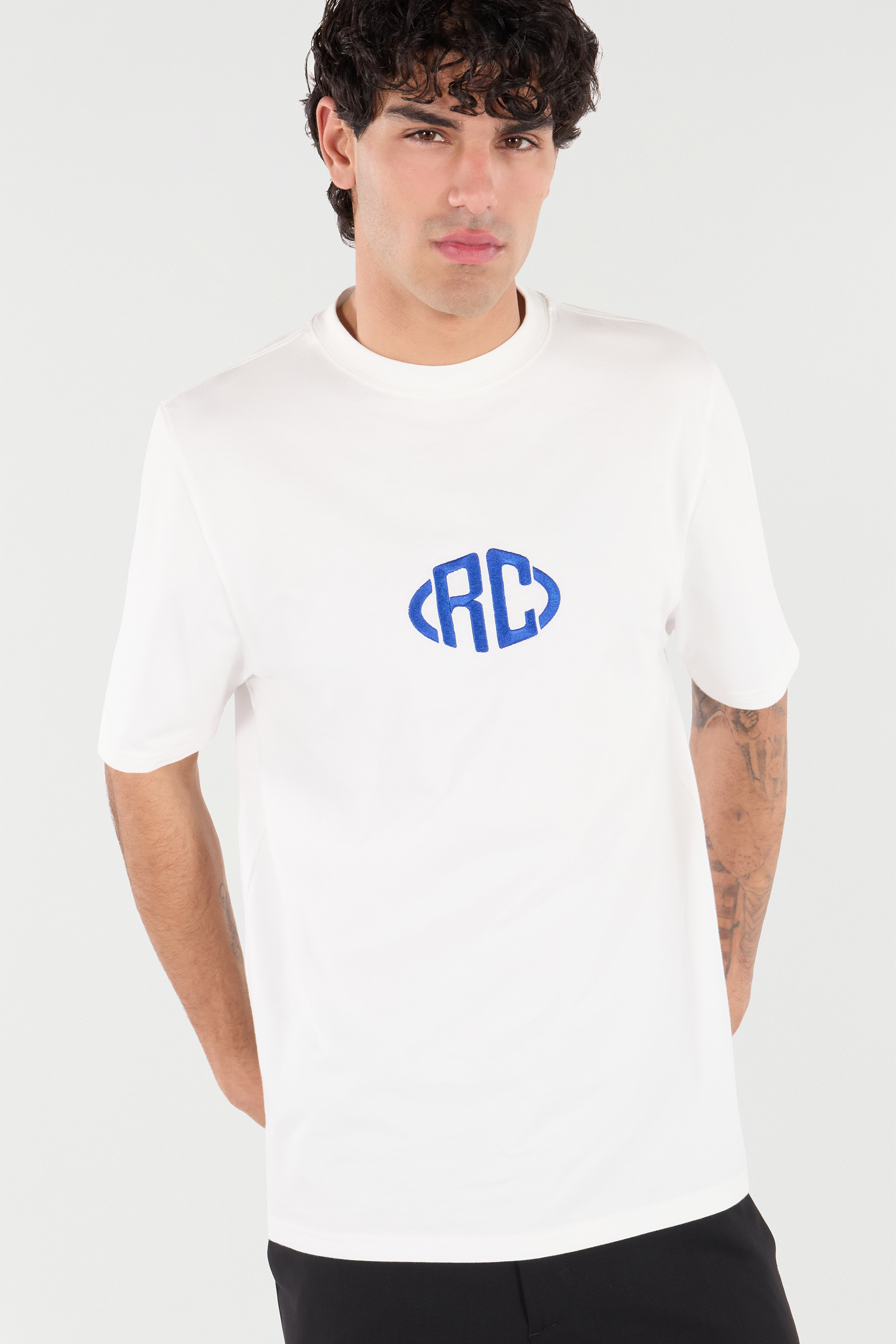 Roberto Cavalli Cotton T-shirt With Monogram In White