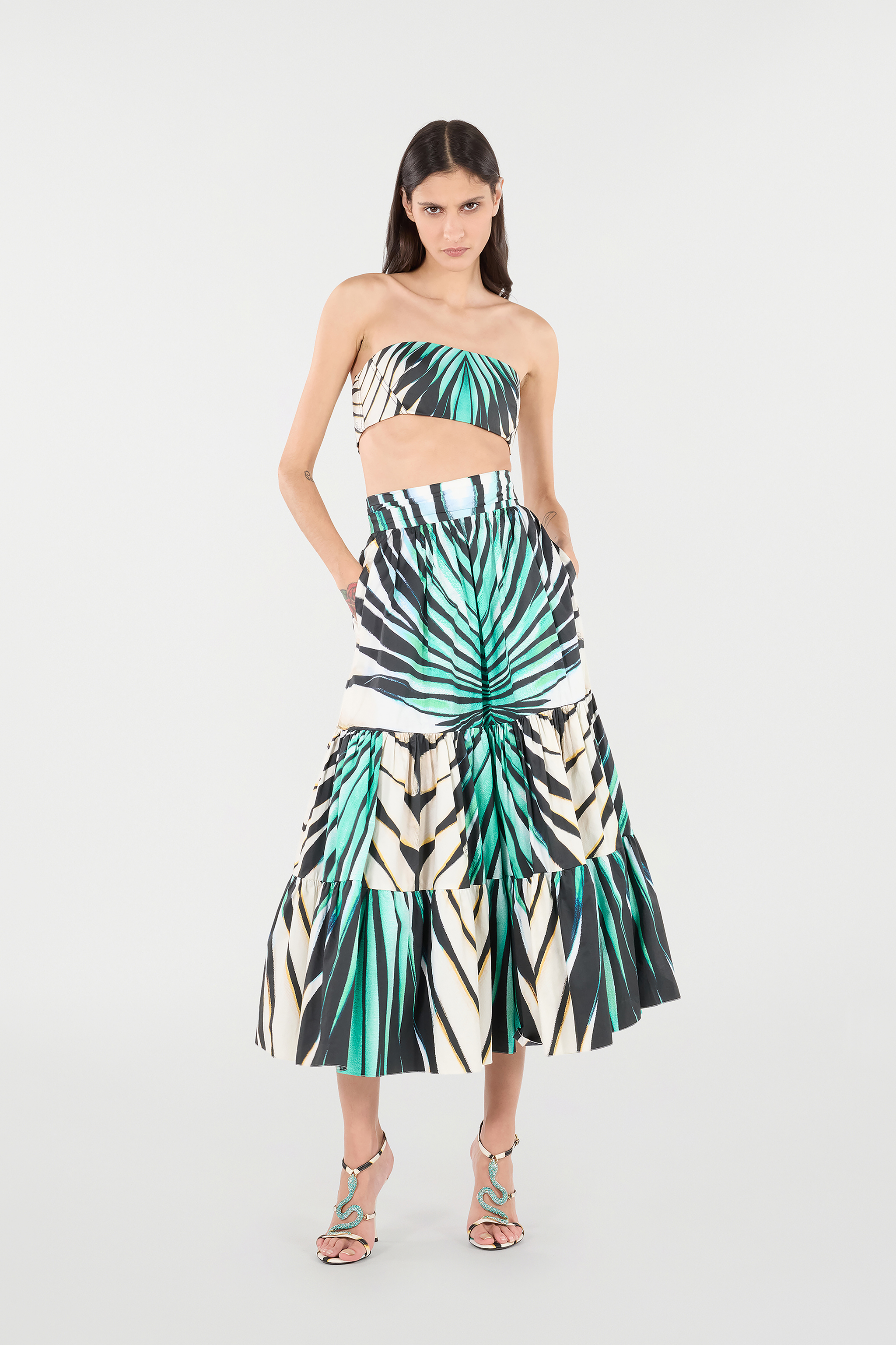 Roberto Cavalli Ray Of Sea Print Skirt