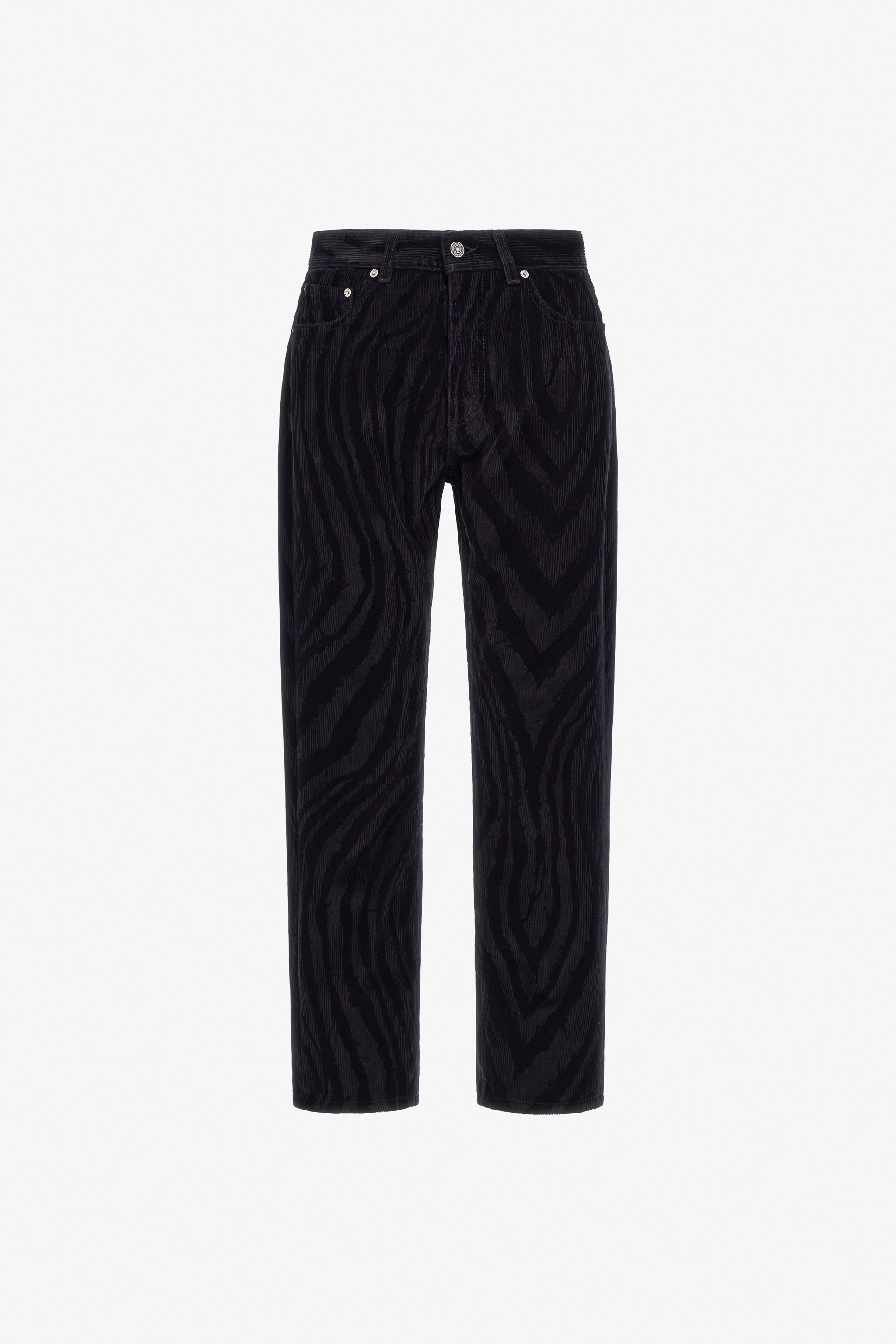 Roberto Cavalli Zebra-print Velvet Trousers In Black