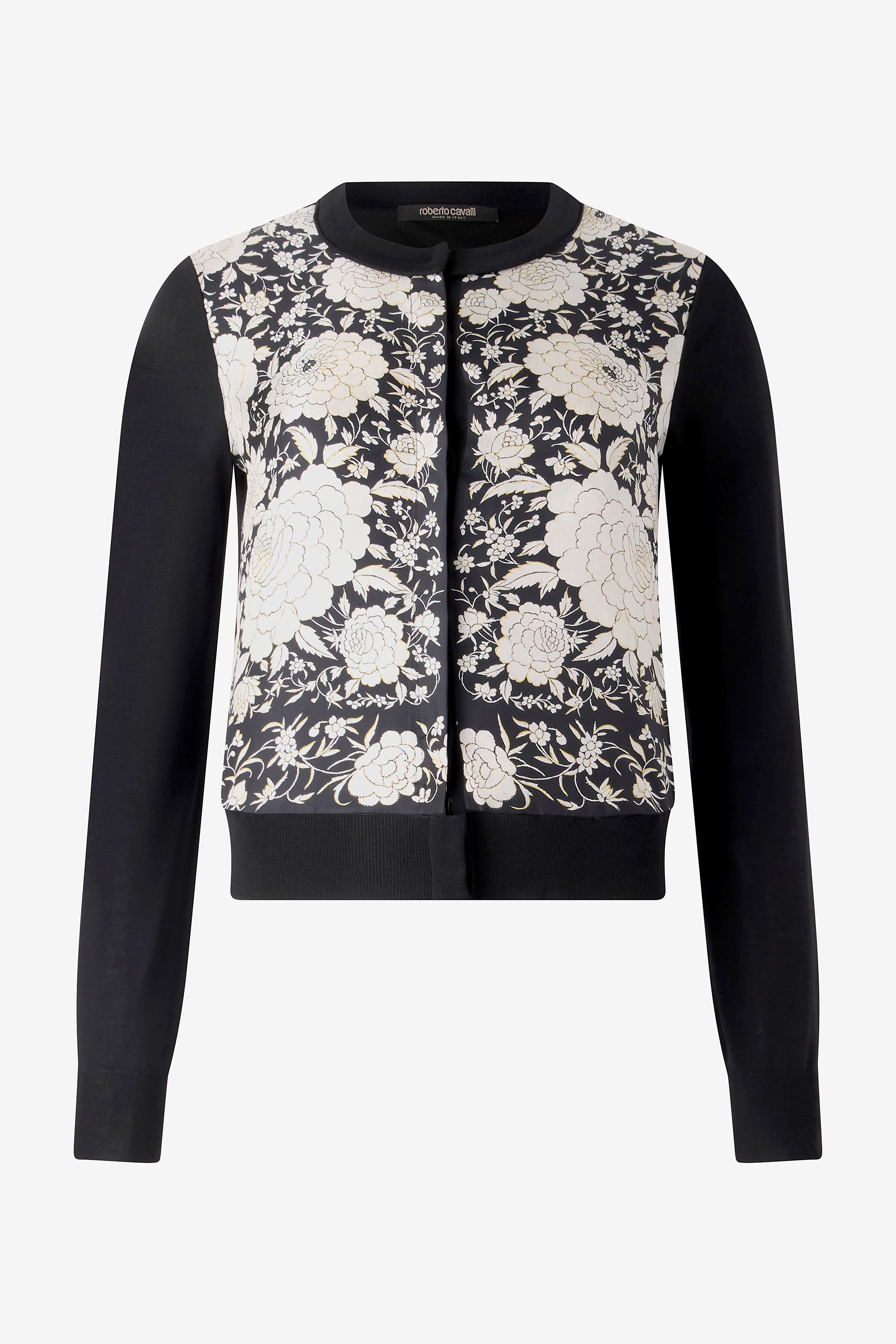 Roberto Cavalli Silk-blend Cardigan With Flowers In Multi