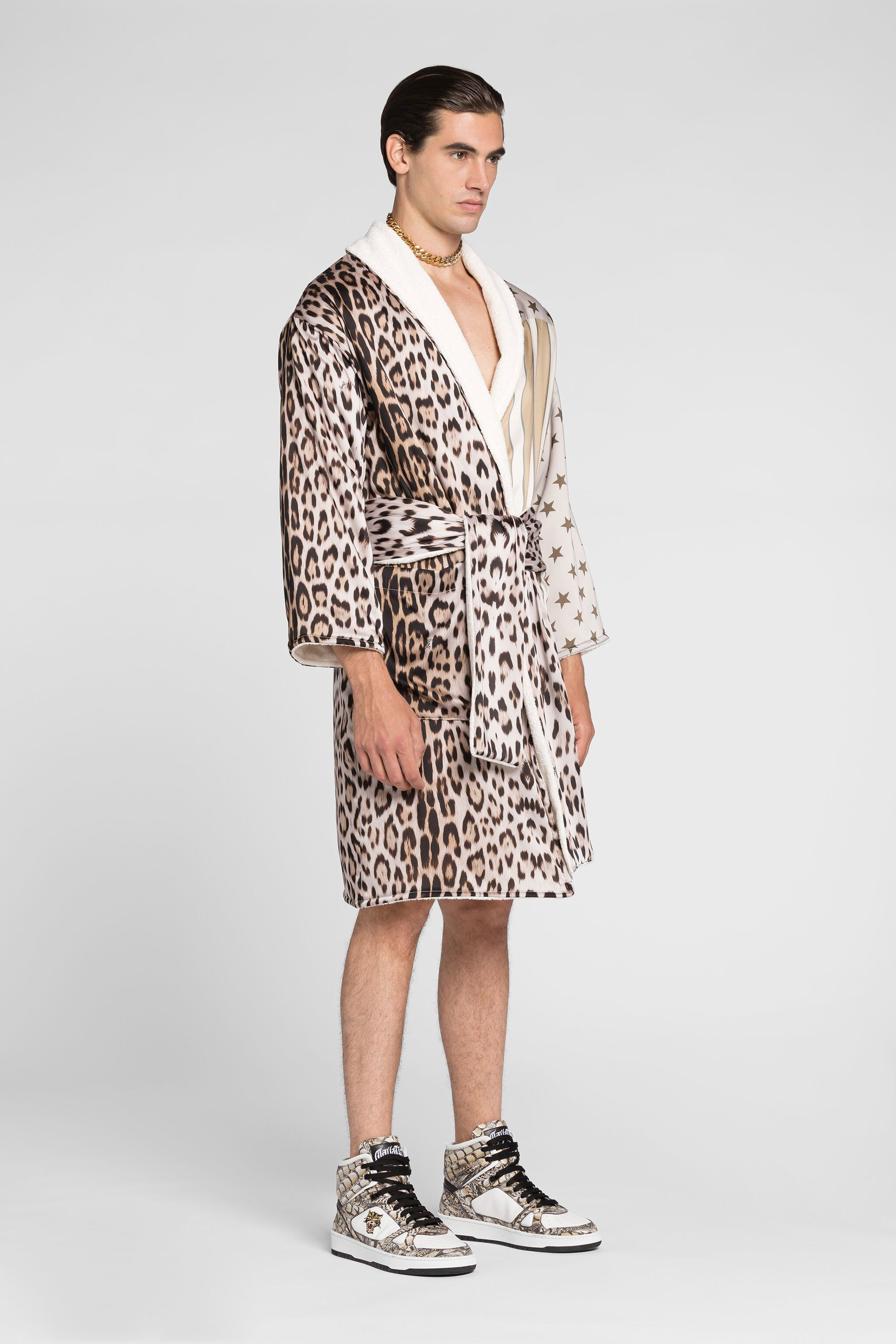 Roberto Cavalli Animal-print Bath Robe In Light Brown