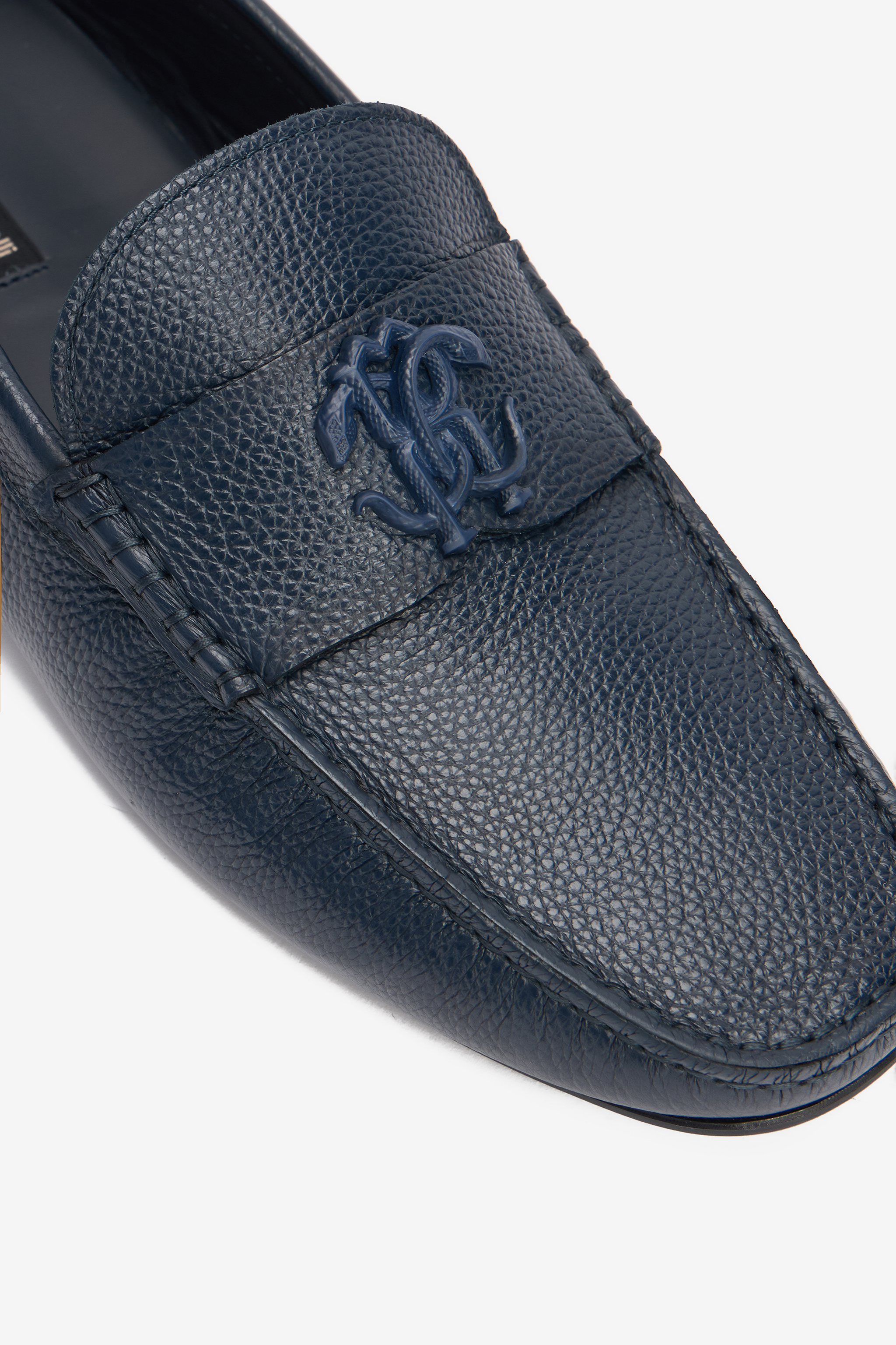 Roberto Cavalli Leather Loafers In Blue