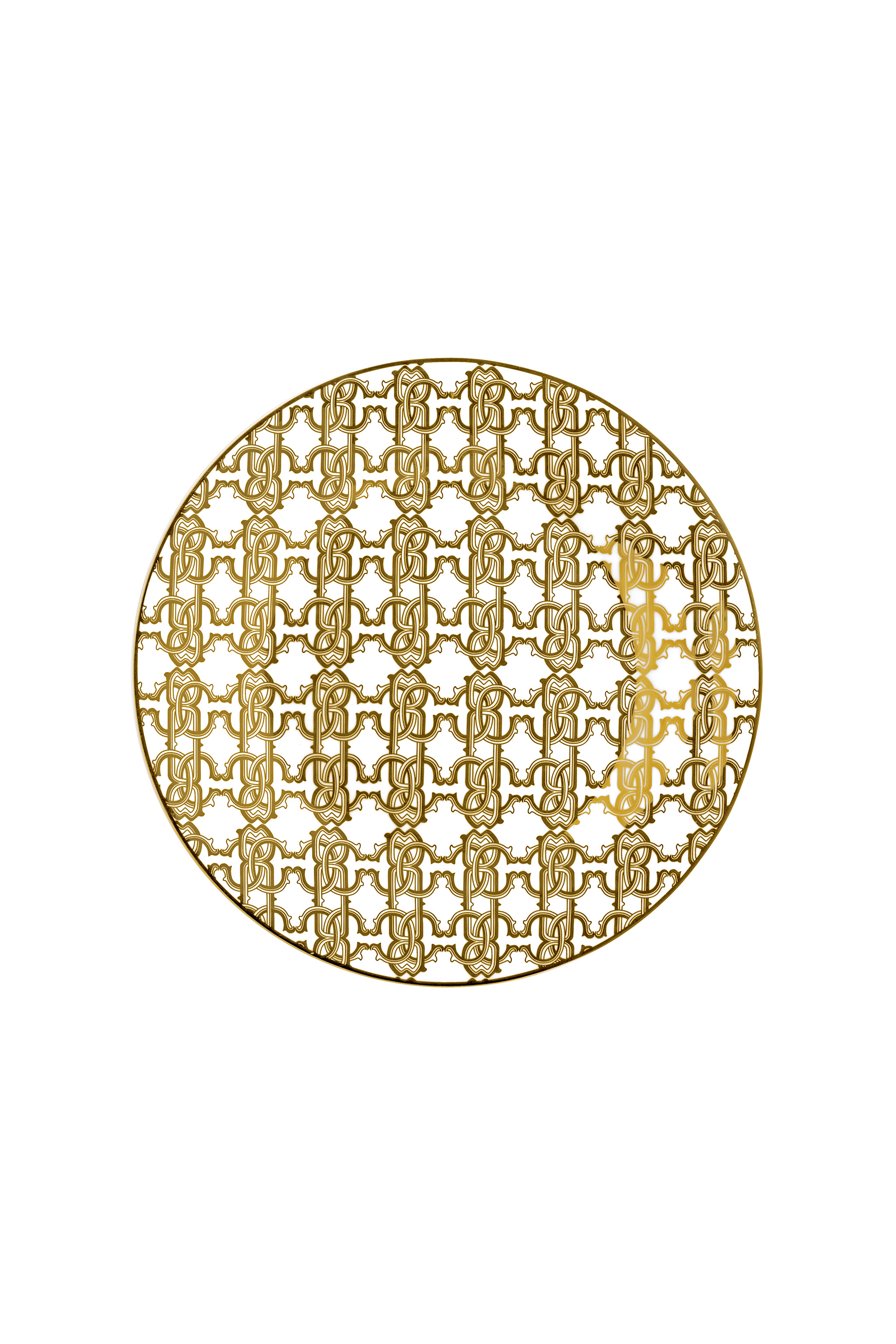 Roberto Cavalli Monogram Gold 2 Fruit Plates In Gold