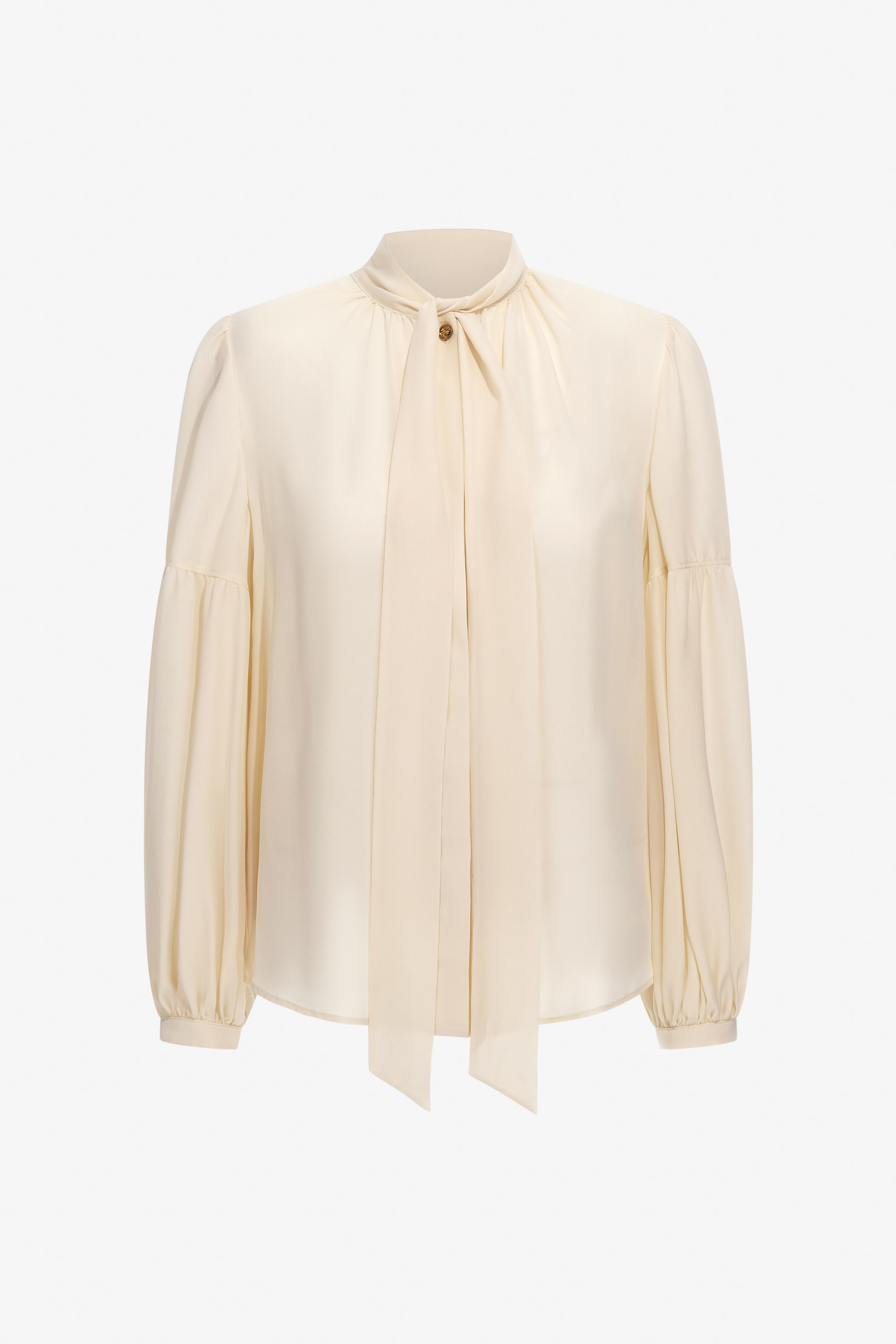 Roberto Cavalli Women's Ivory Blouse With Pussy Bow Neckline - Ready To Wear