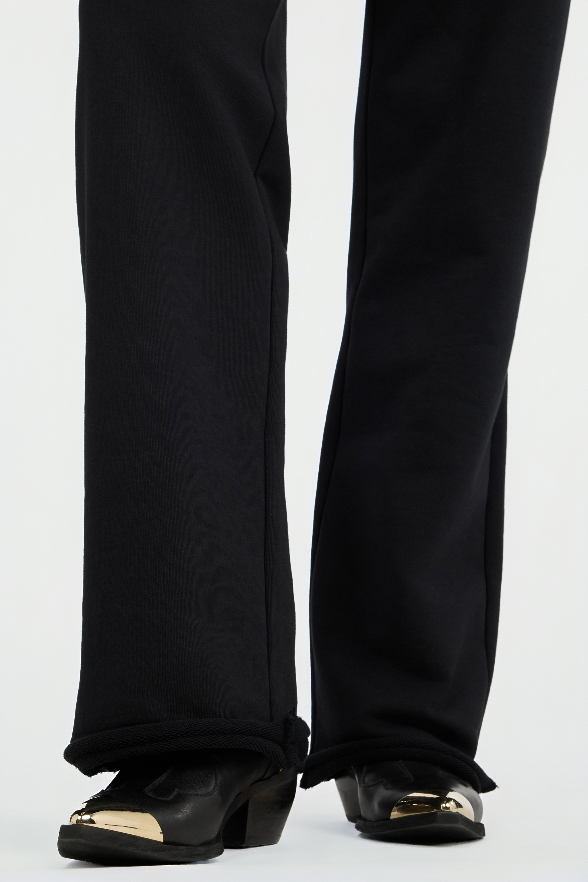 Roberto Cavalli Black Flared Trousers With Leopard Print Waistband In Brown