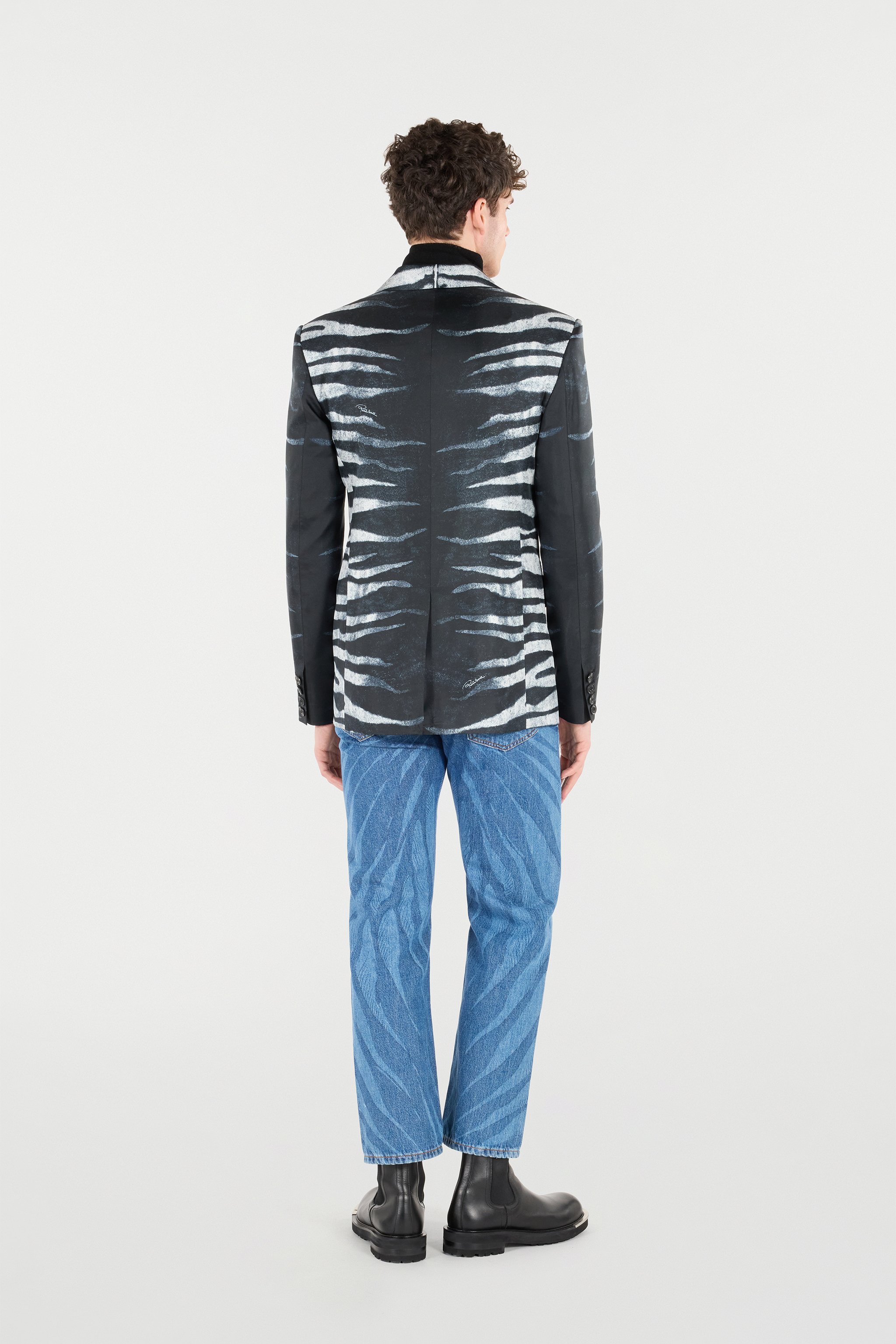 Roberto Cavalli Blazer Mit Zebra-print In Black/white