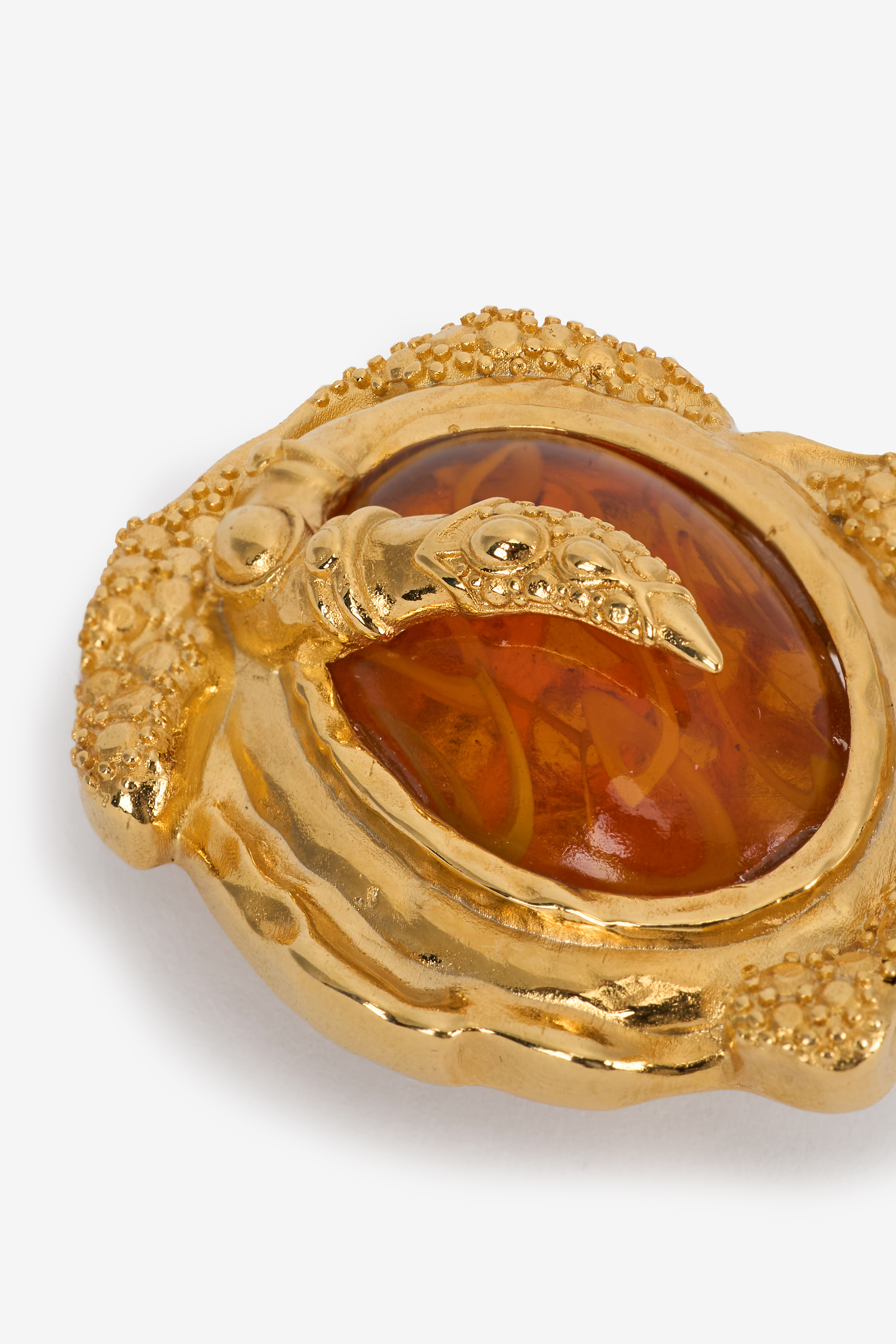 Golden Clip-On Earrings With Topaz Stone