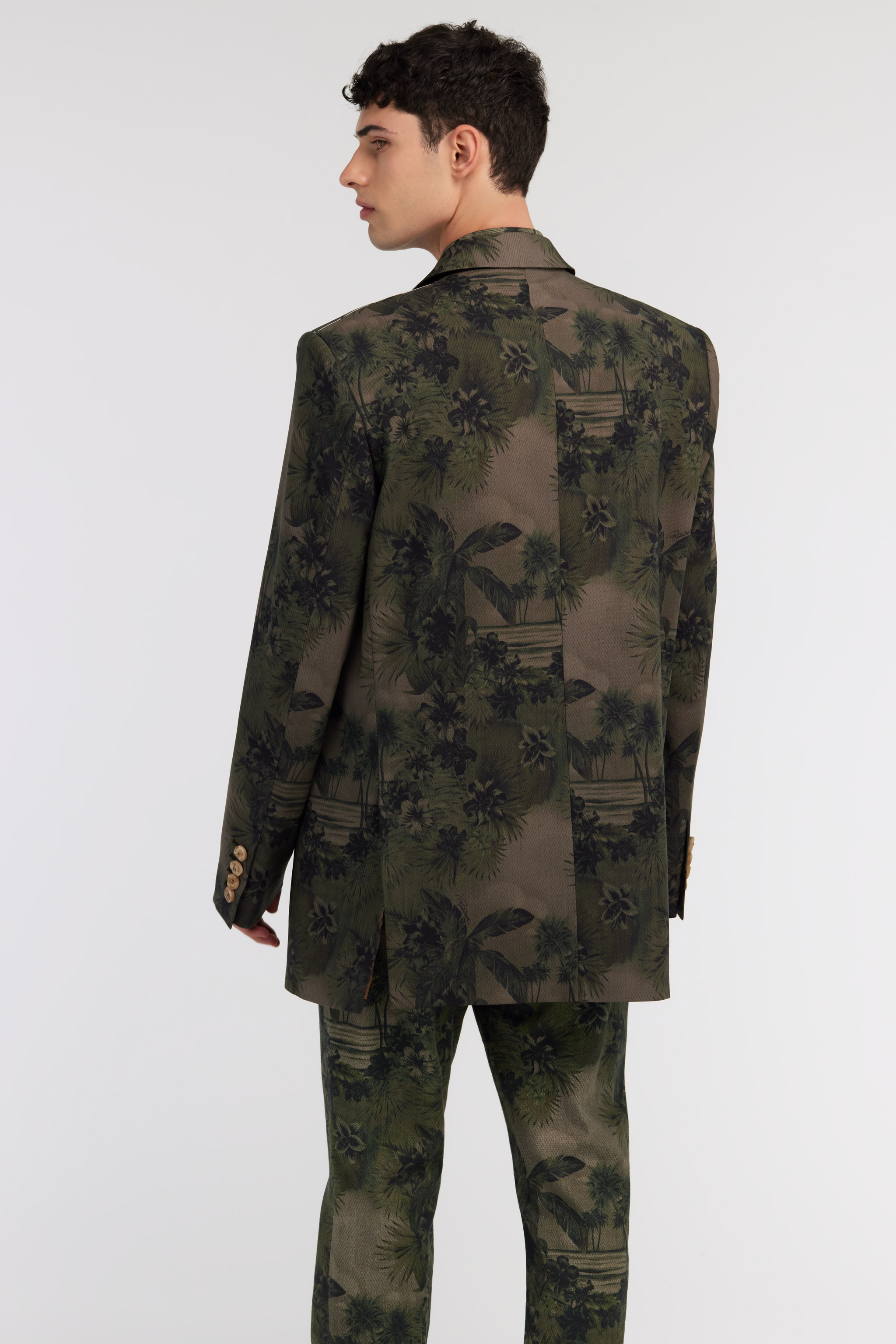 Shop Roberto Cavalli Blazer With Hawaii Green Print In Dark Green
