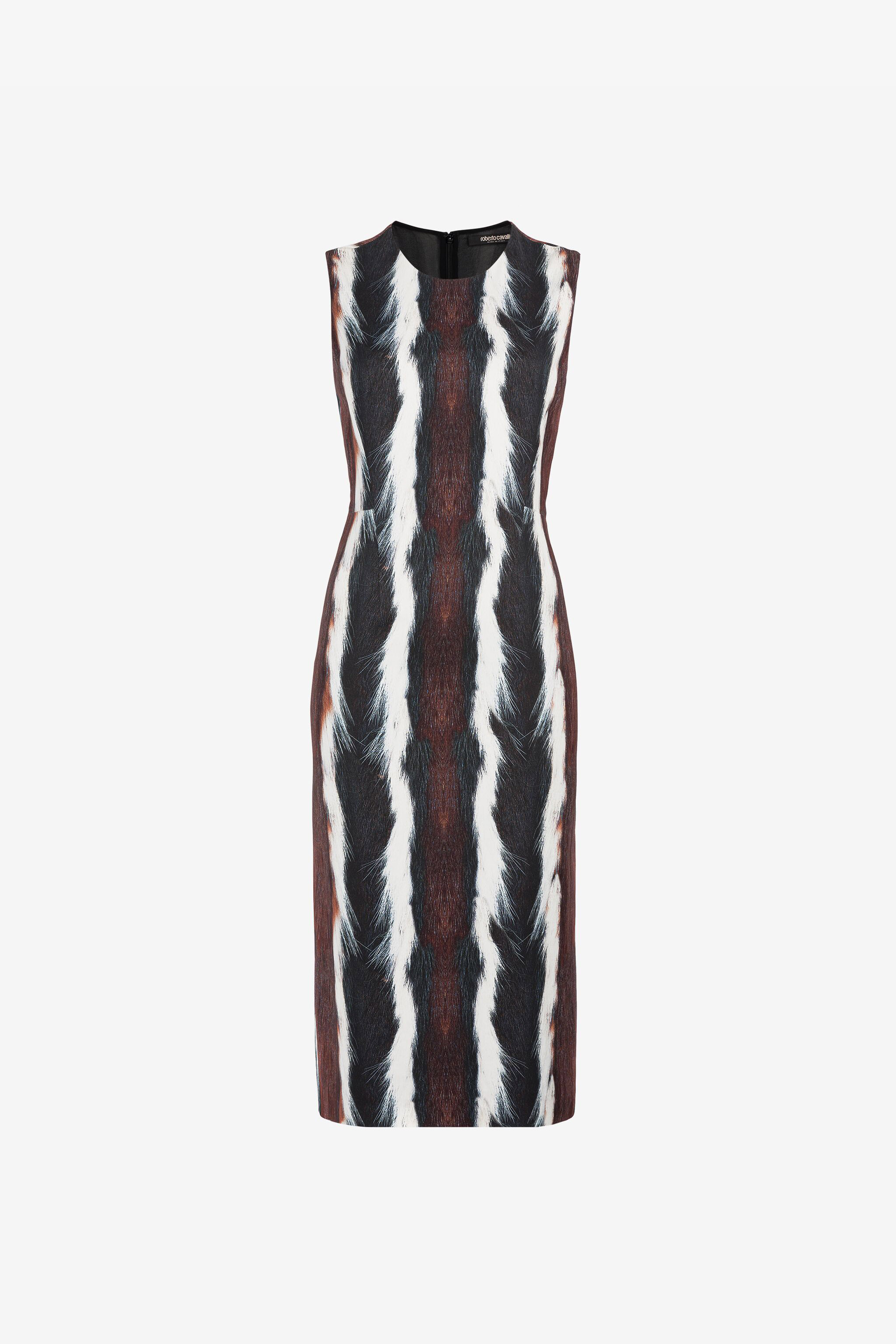 Shop Roberto Cavalli Kleid Mit Animal-print In Dark Brown/white