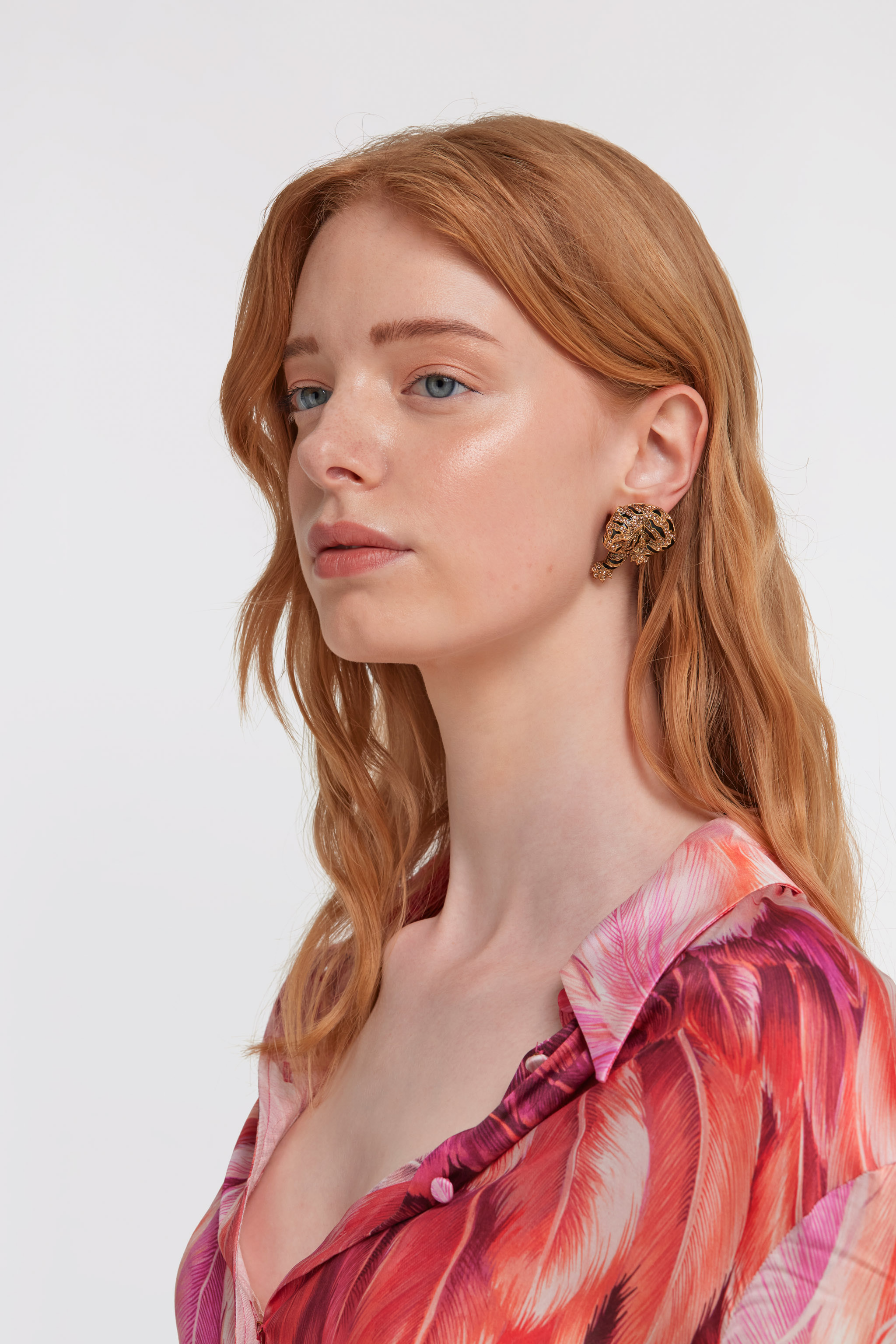Roberto Cavalli Gold Tiger Earrings In Gold