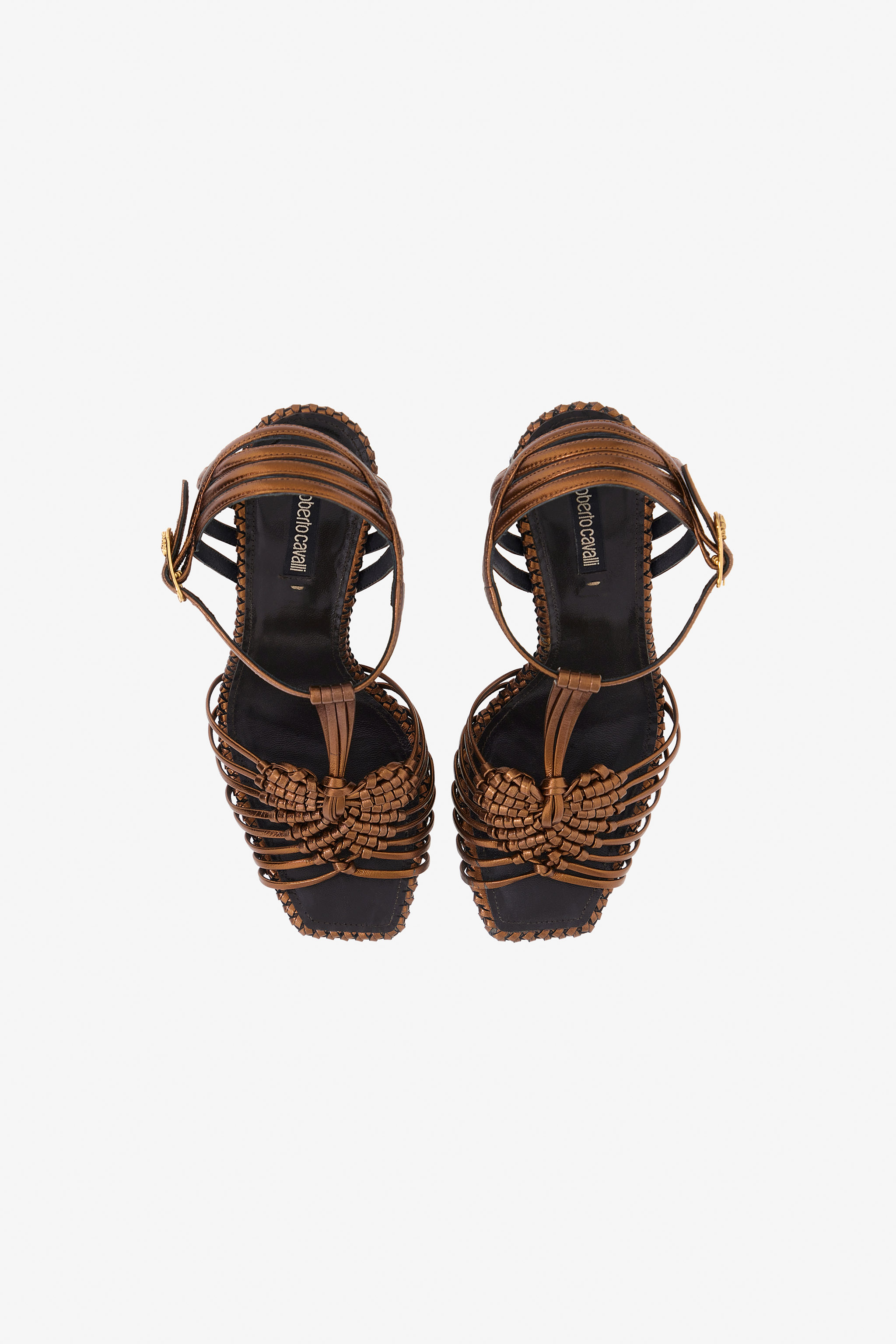 ROBERTO CAVALLI SANDALEN MIT GEFLOCHTENEM ABSATZ 