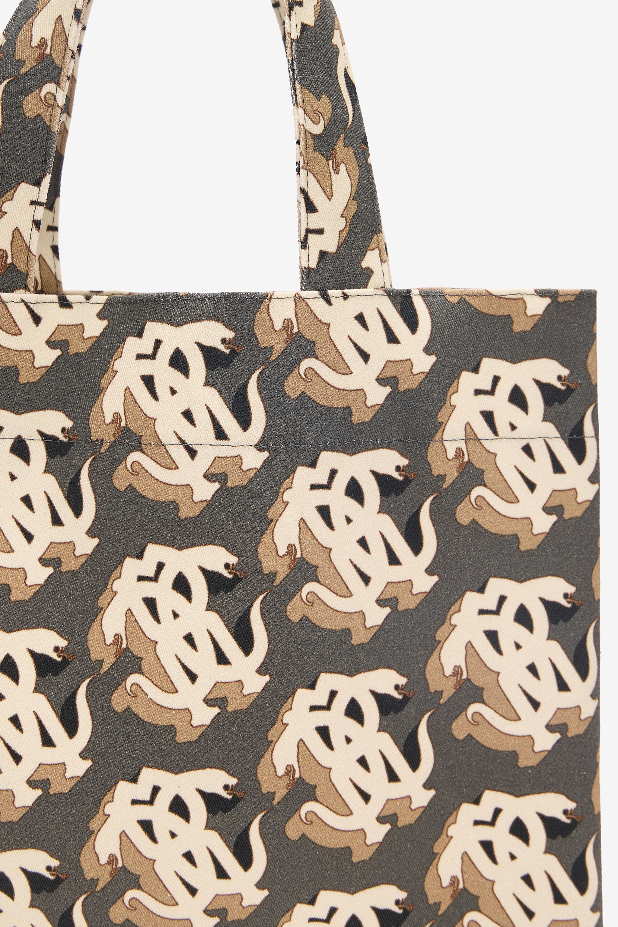 Roberto Cavalli Shopper Bag With Monogram Mirror Snake In Multicolor