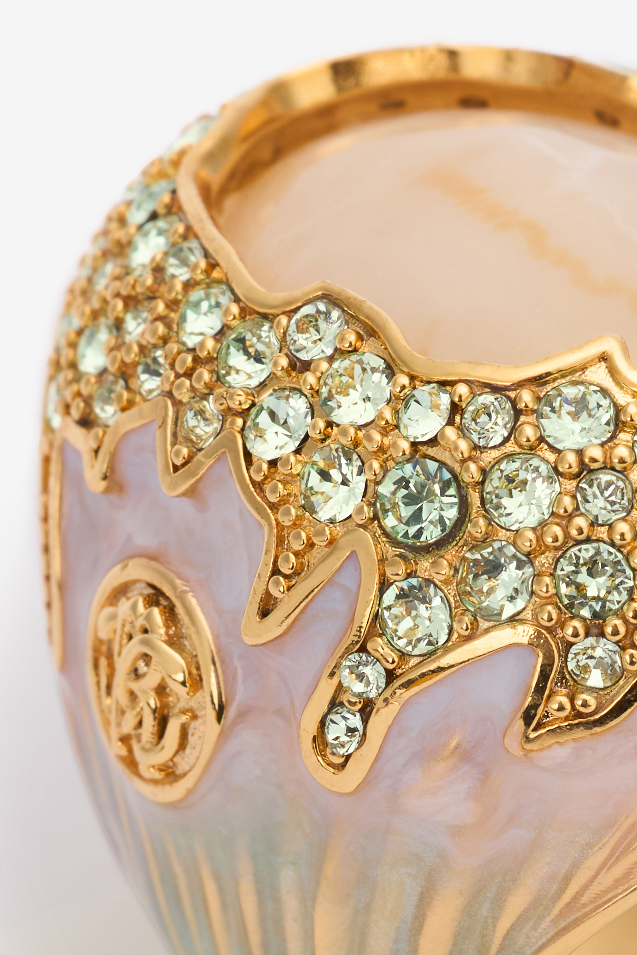 Shop Roberto Cavalli Cocktail Ring With Gem And Crystals In Gold