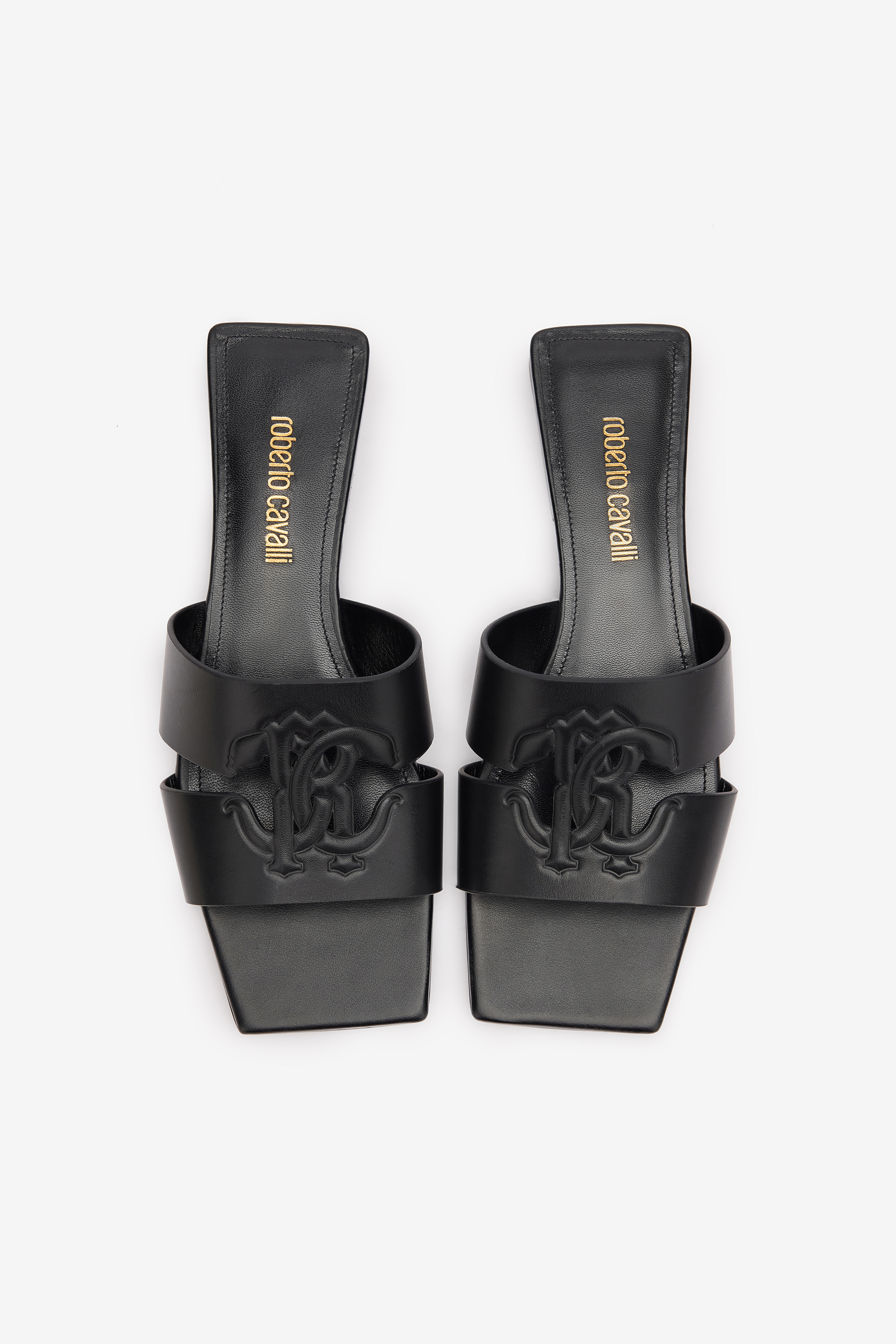 Roberto Cavalli Slides Mit Quadratischer Spitze In Nero 191101