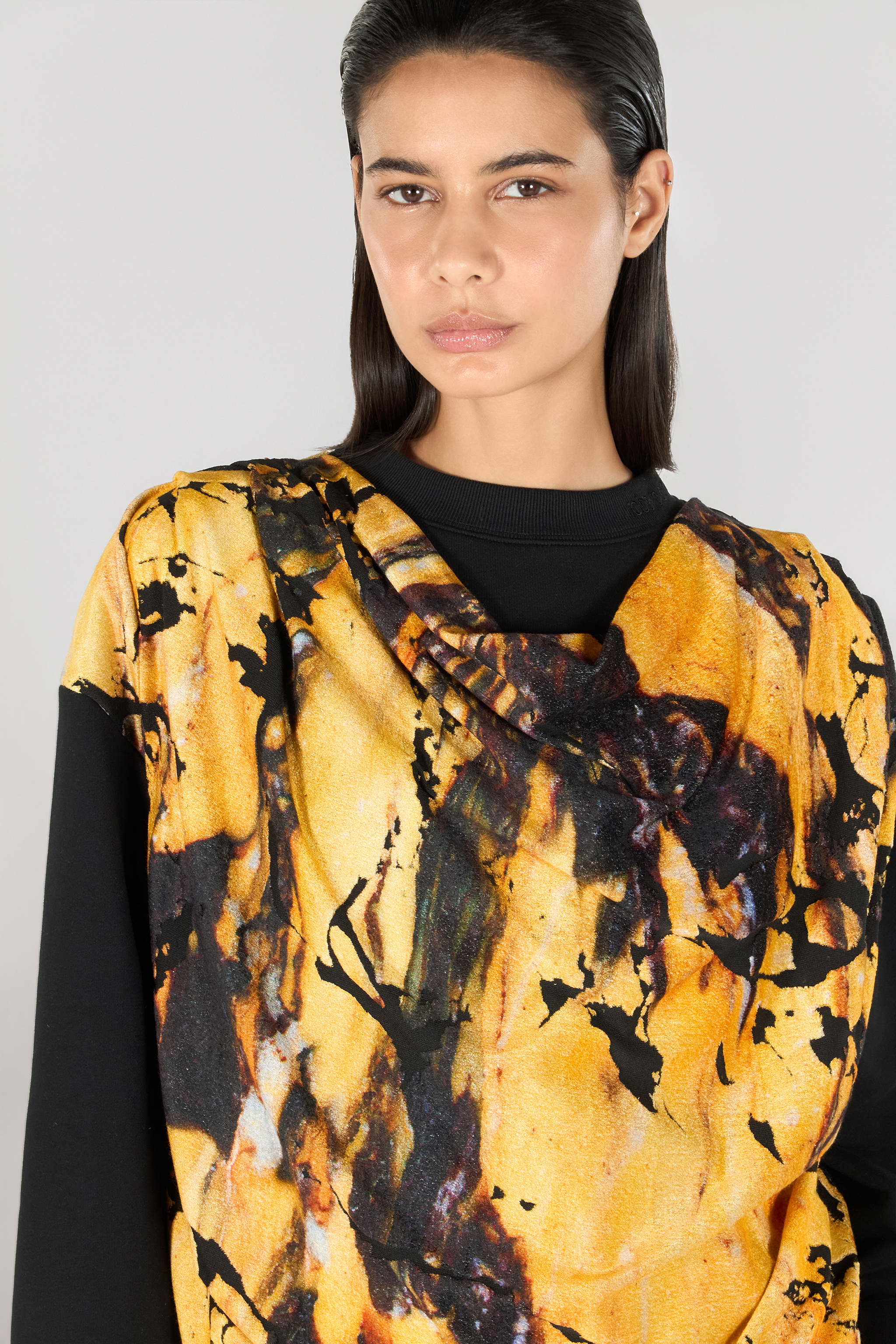 Roberto Cavalli Marble Print Sweatshirt In Yellow