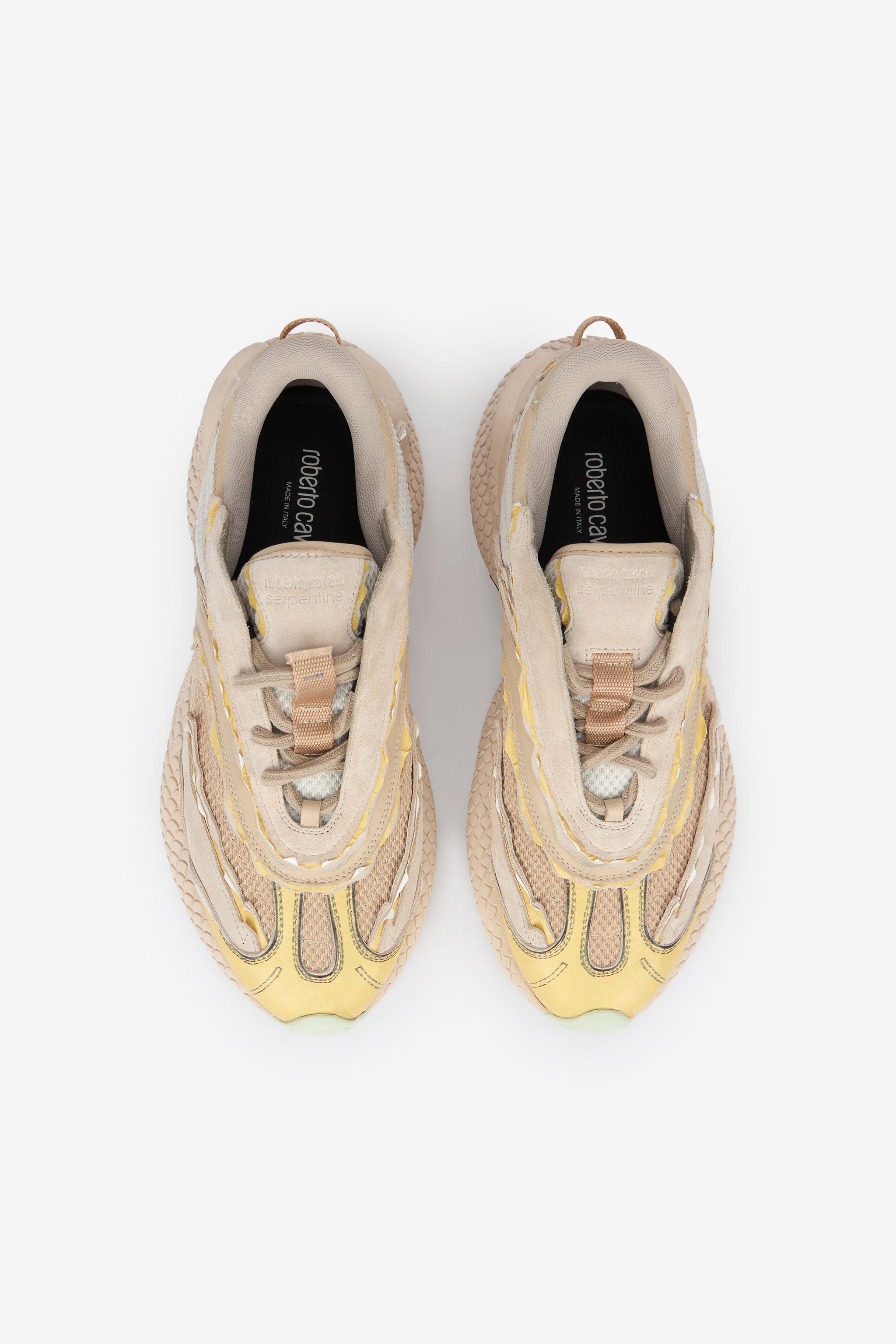 Roberto Cavalli Serpentine Sneaker In Neutral