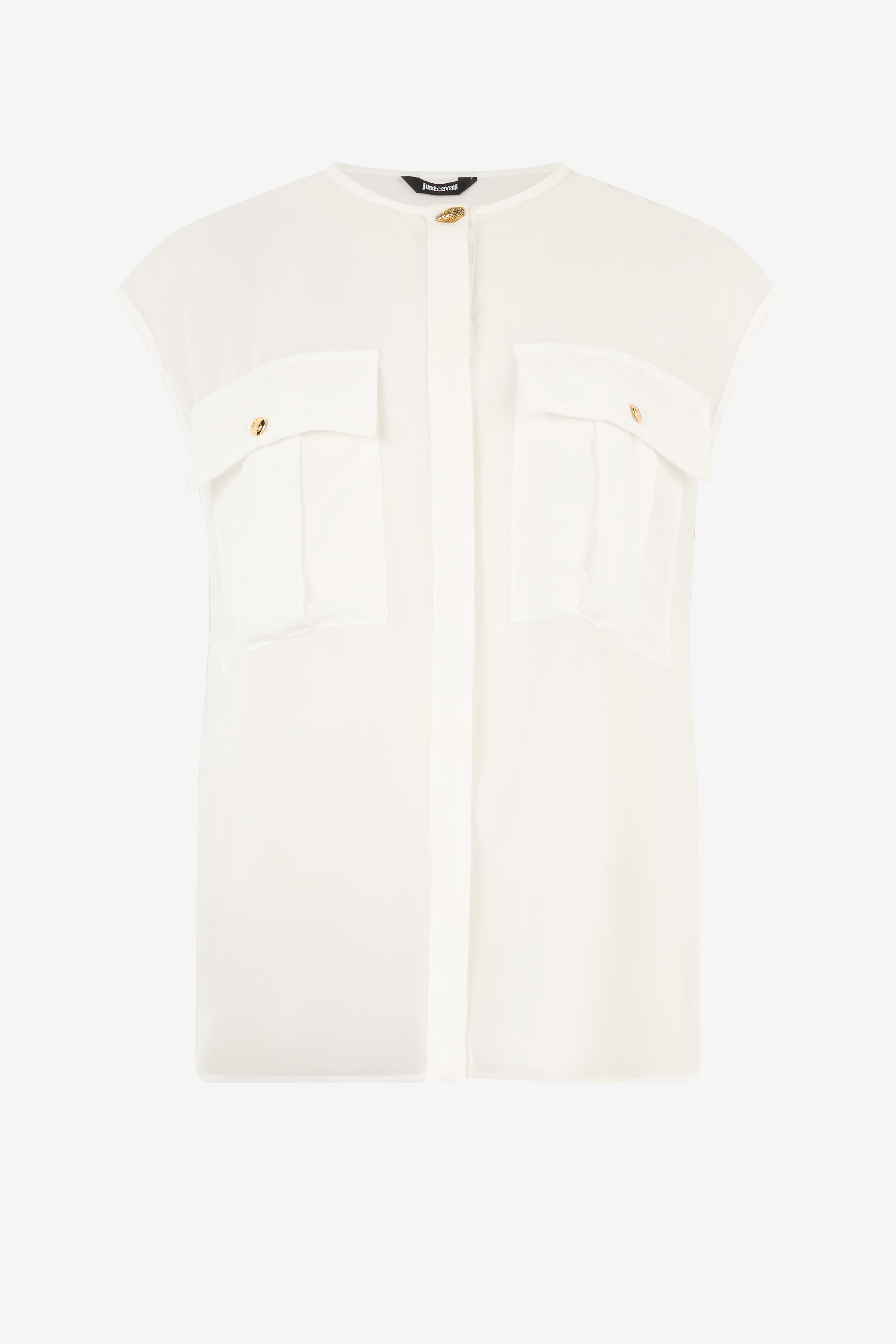 Roberto Cavalli See-through Sleeveless Top In White