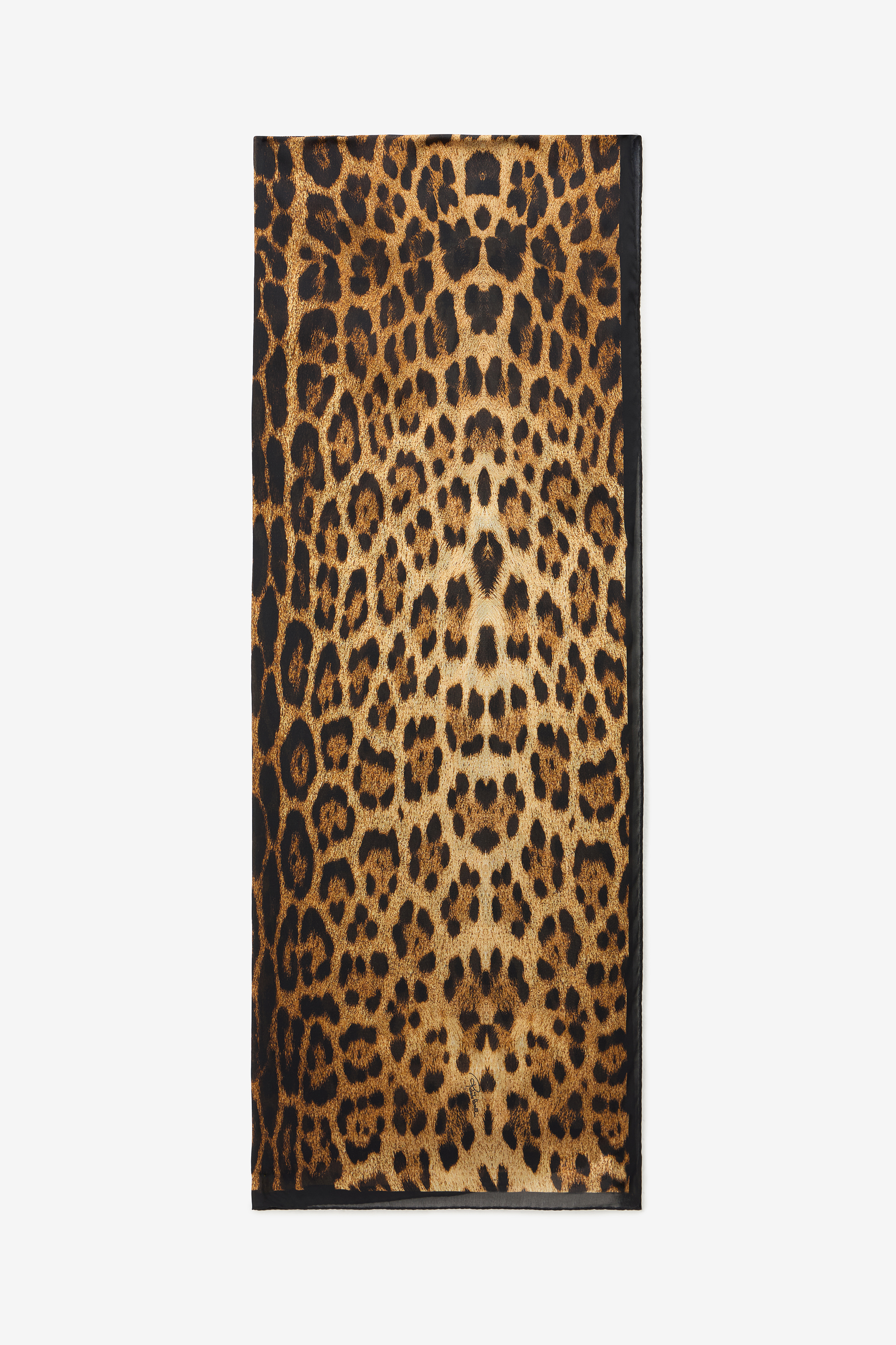 Roberto Cavalli Women's Brown Silk Scarf With Jaguar Skin Print - Scarves & Silks
